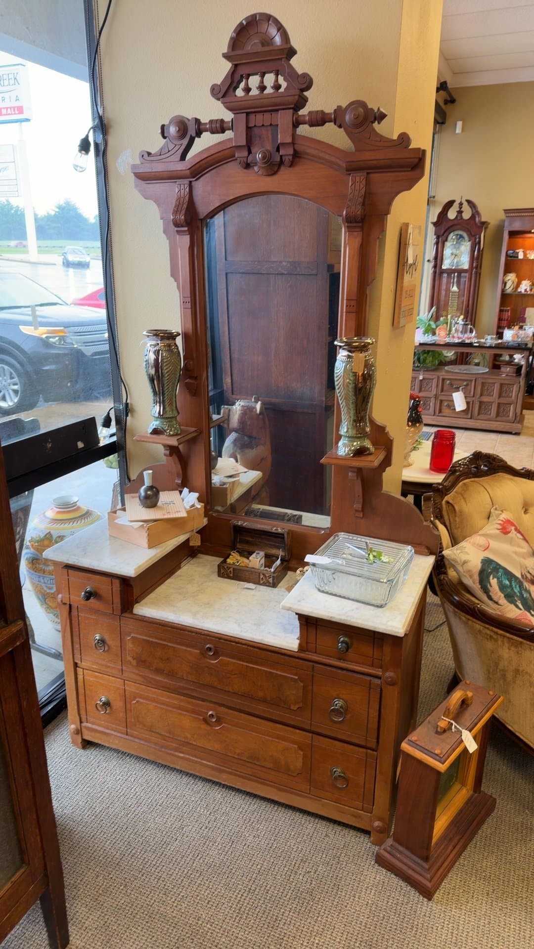 Victorian Marble Top Dresser with Mirror - Image 1