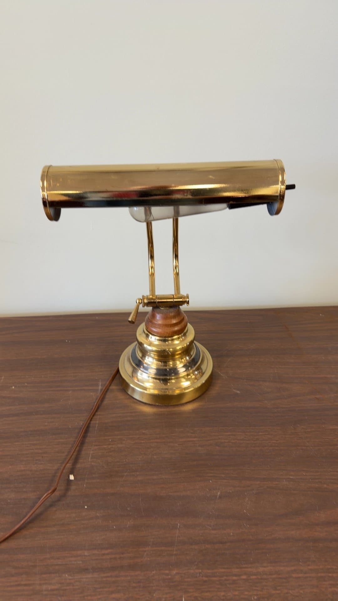 Vintage Brass Banker's Desk Lamp - Image 1