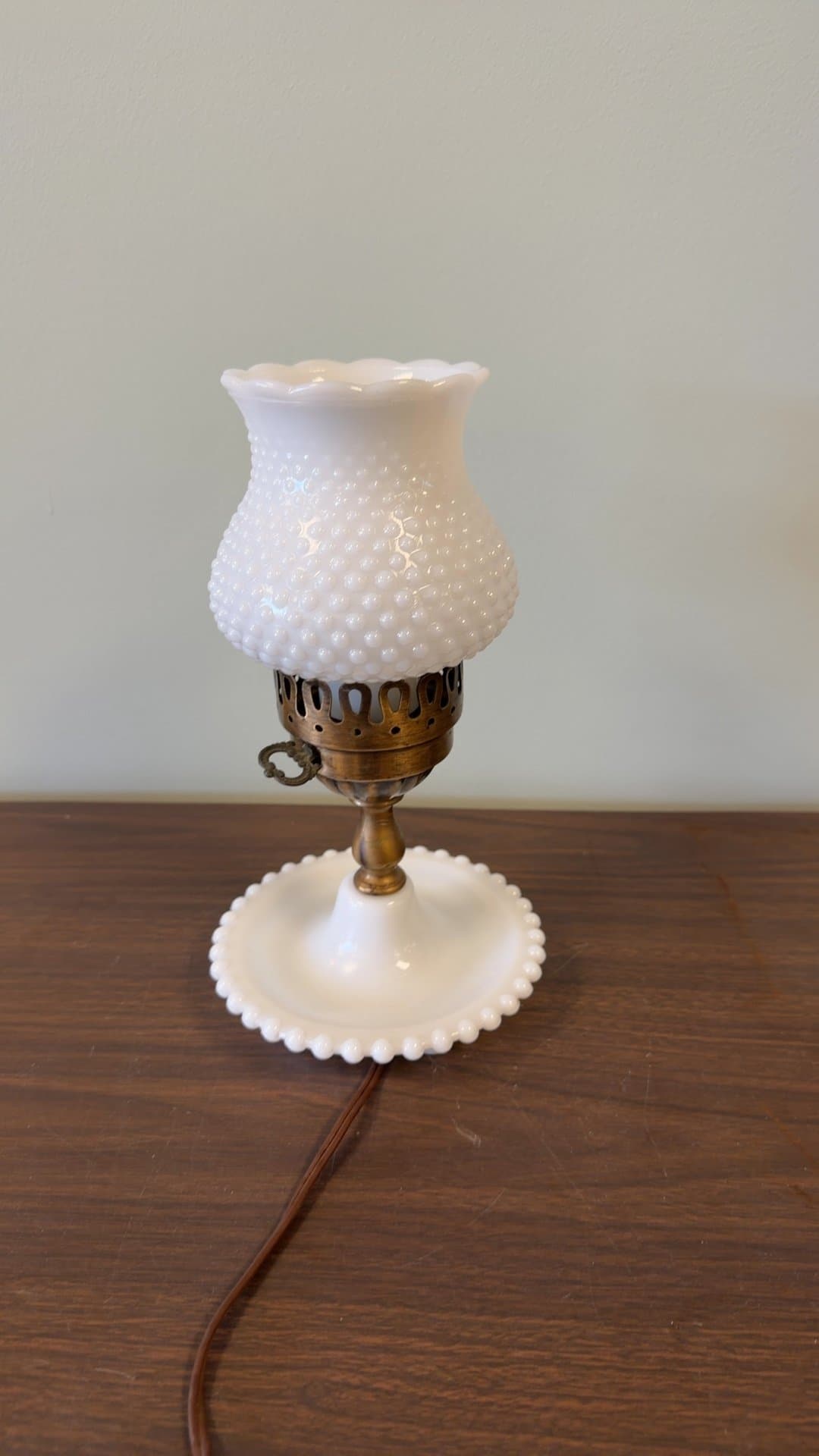 Vintage Milk Glass Hobnail Table Lamp - Image 1