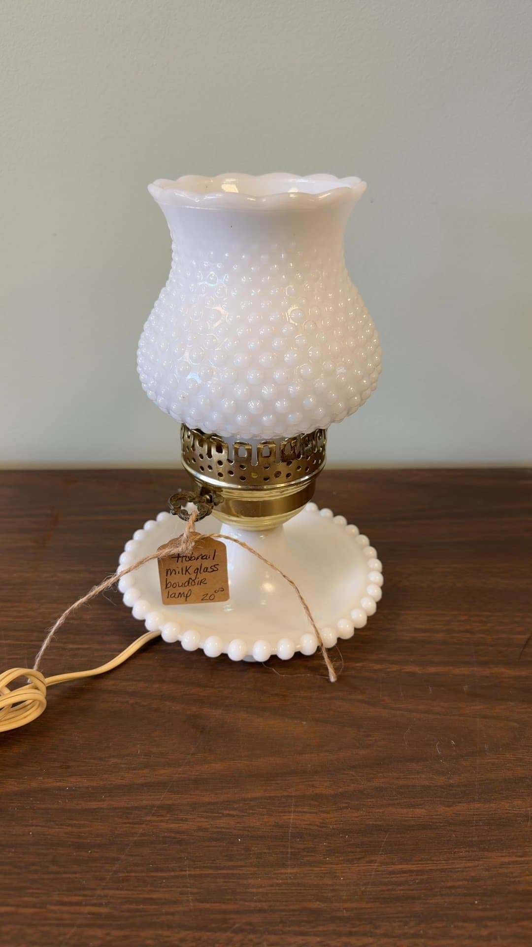 Hobnail Milk Glass Boudoir Lamp - Image 1