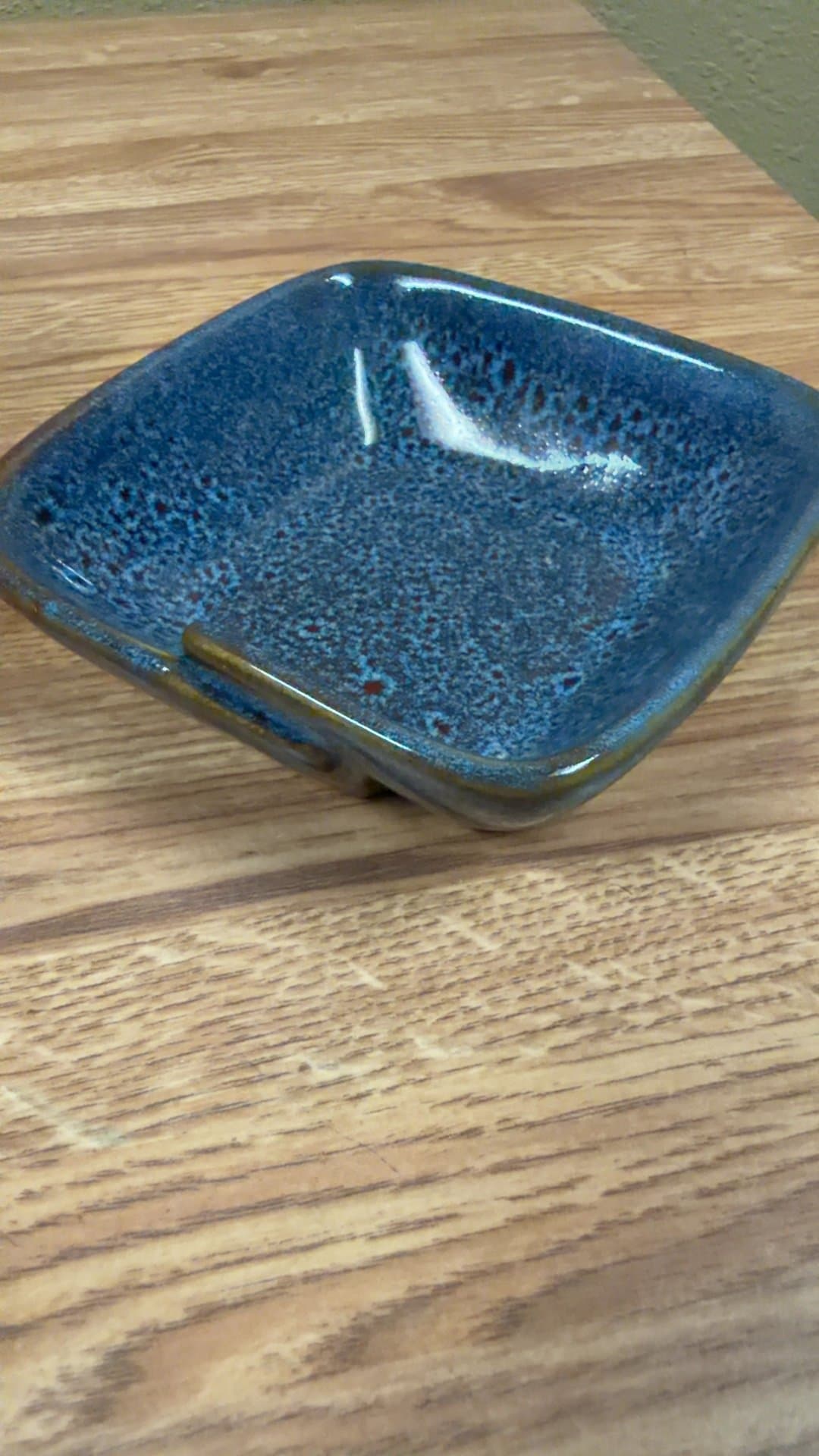 Blue Glazed Ceramic Dish - Image 1