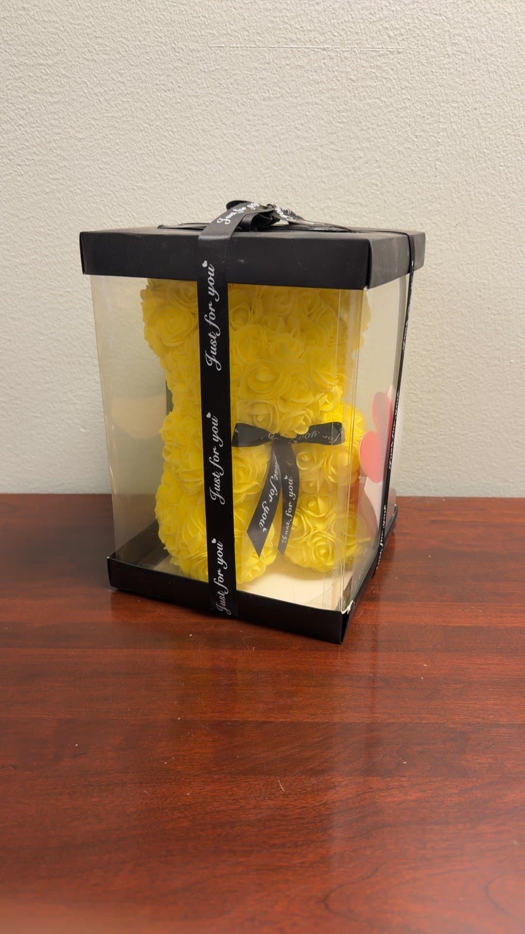 Yellow Rose Teddy Bear in Gift Box - Image 1