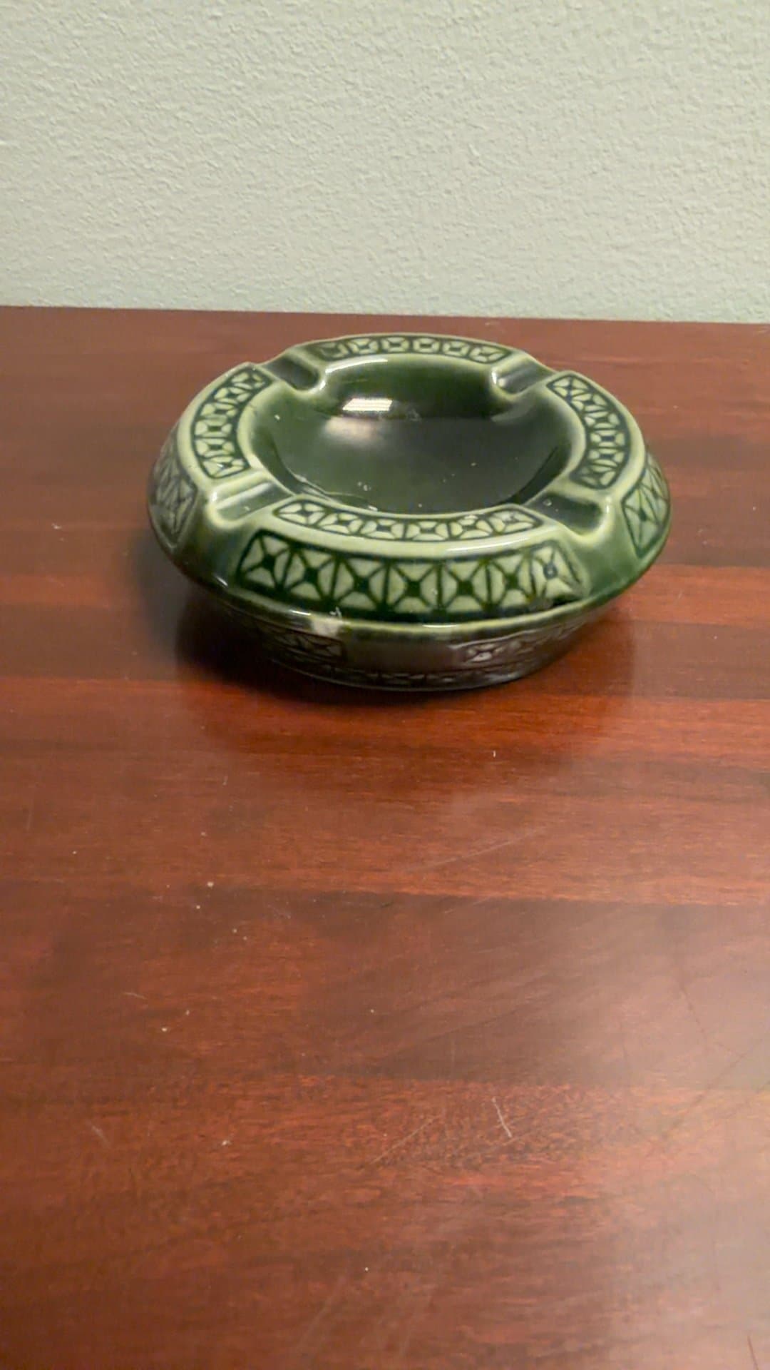 Vintage Green Ceramic Ashtray - Image 1