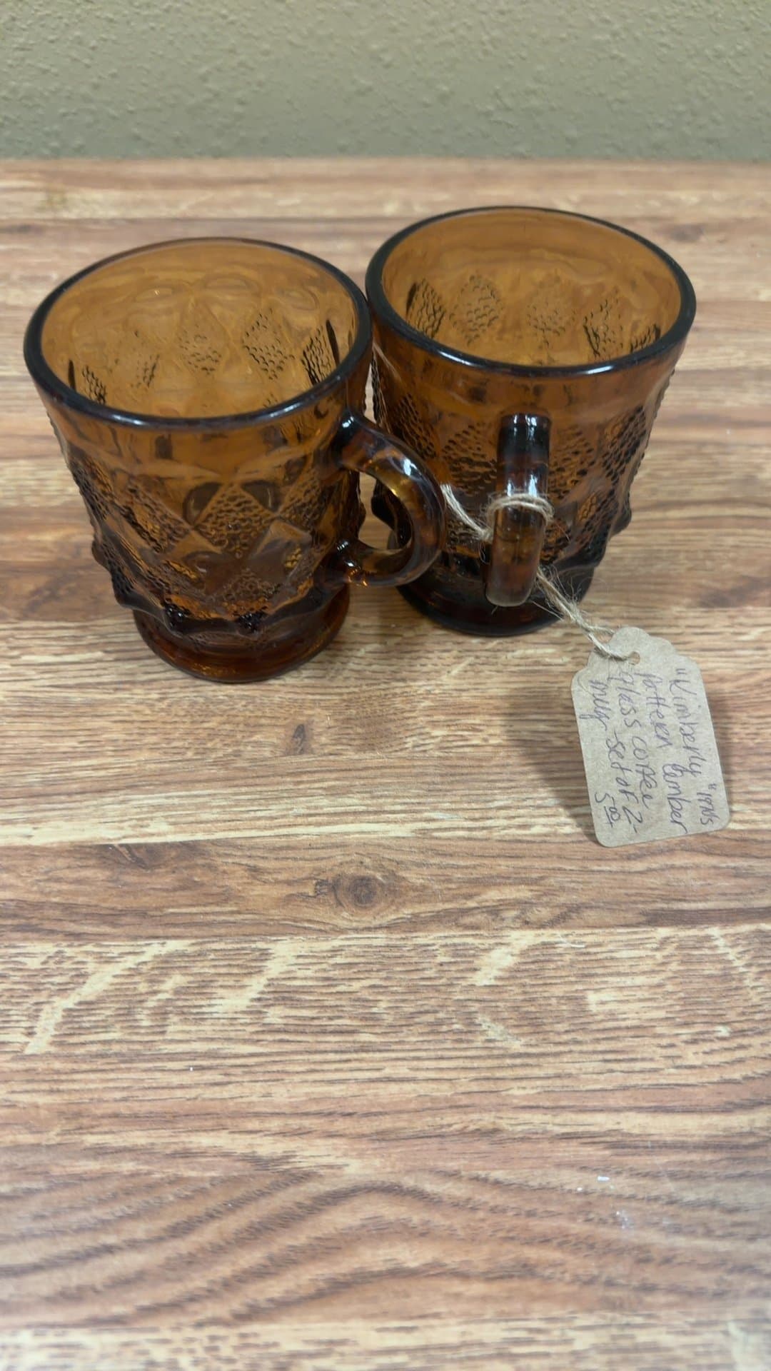 Vintage Amber Glass Mugs - Image 1