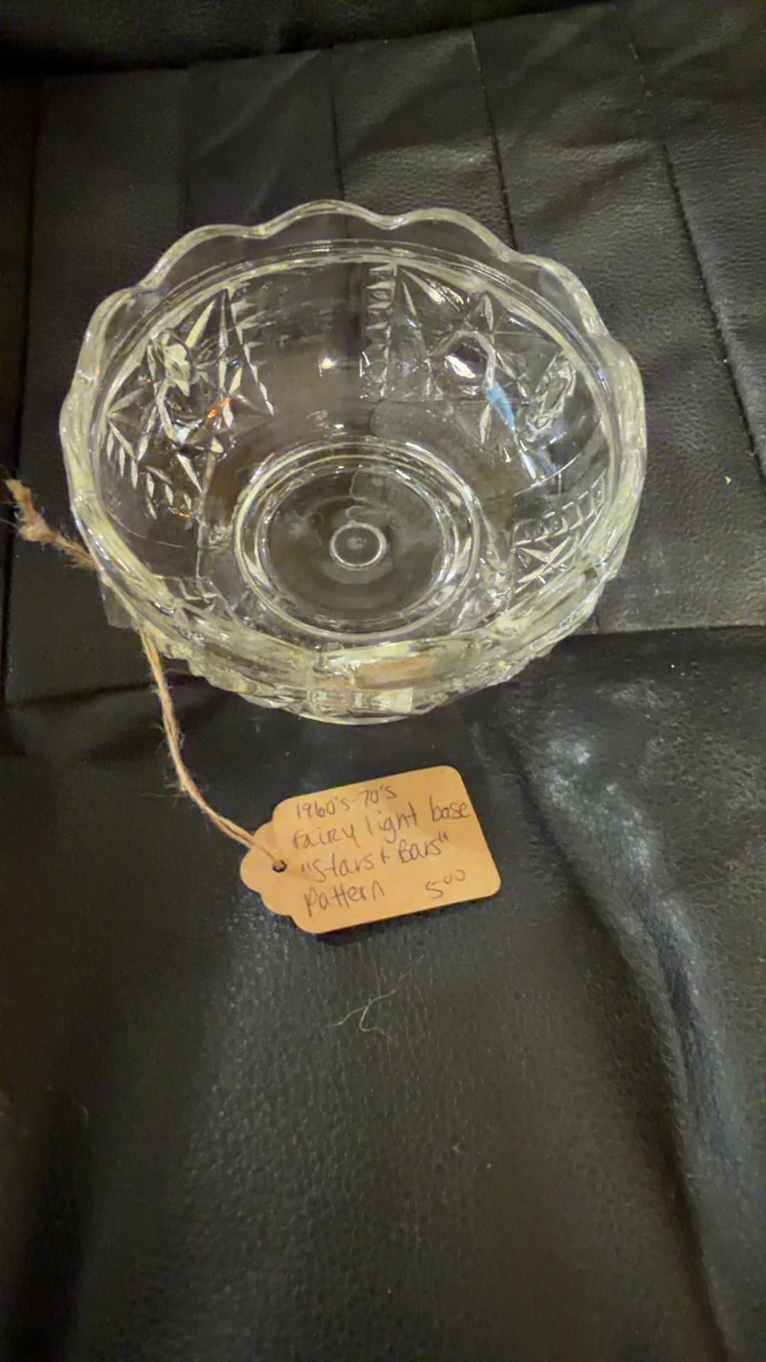 1960s-70s Glass Bowl with Stars and Bars Pattern - Image 1