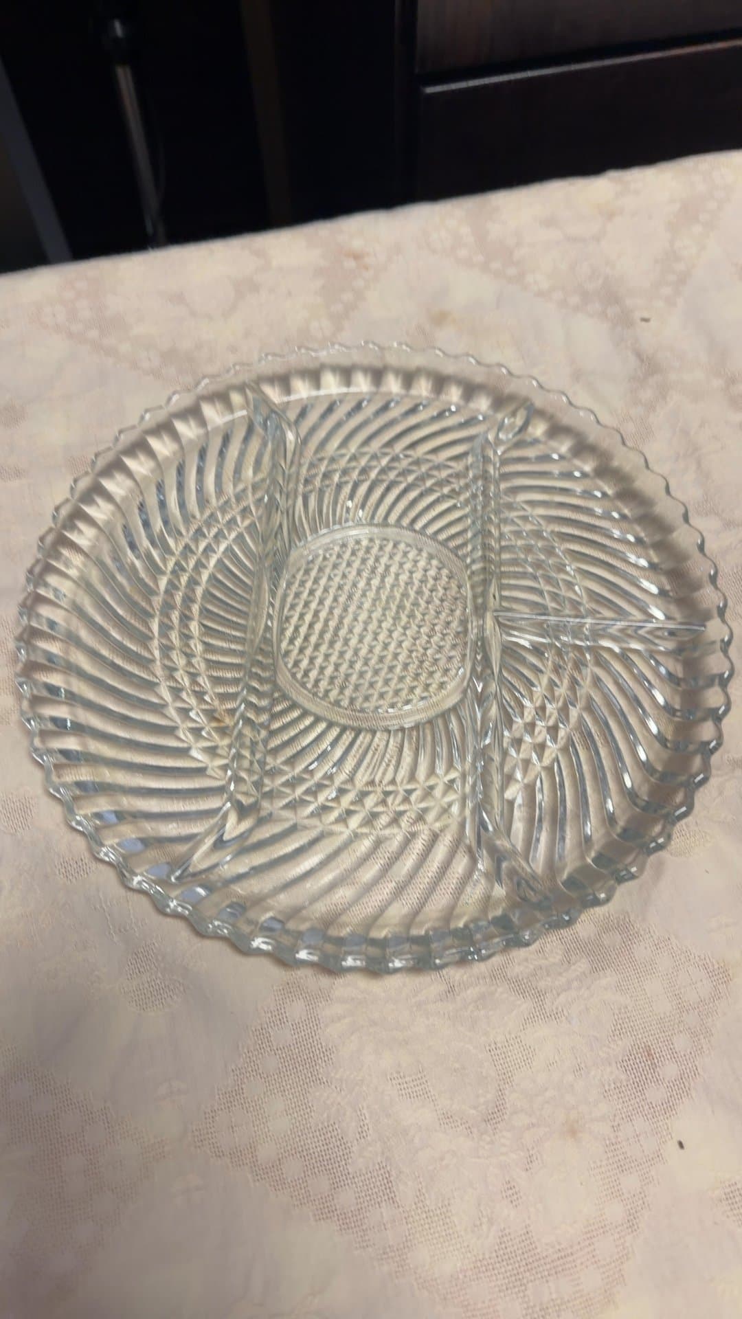 Vintage Glass Divided Serving Plate - Image 1
