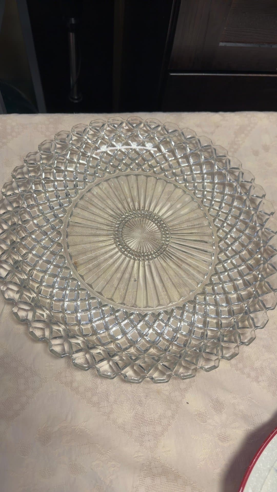 Vintage Cut Glass Serving Plate - Image 1