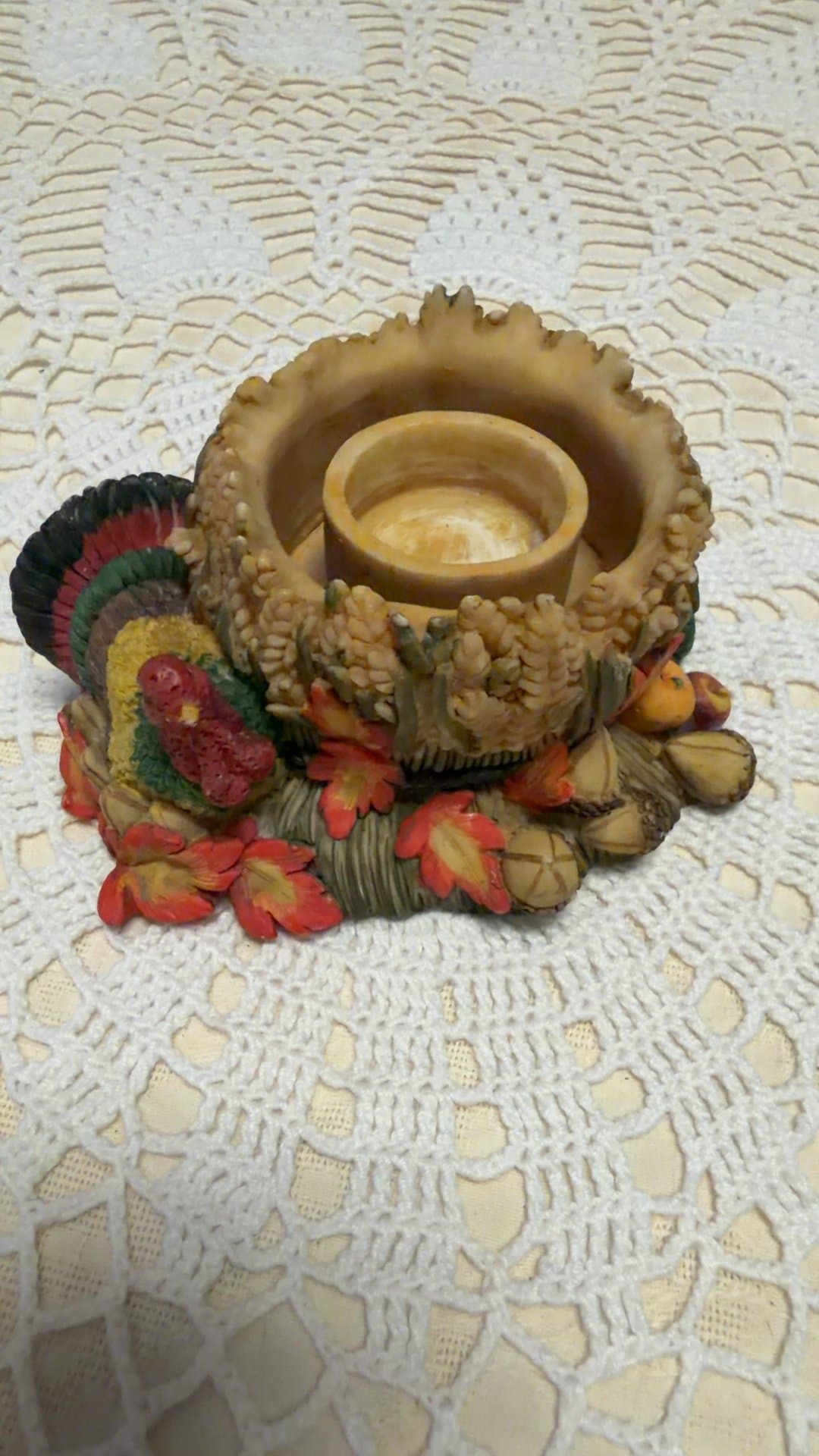 Resin Thanksgiving Turkey Tea Light Candle Holder - Image 1