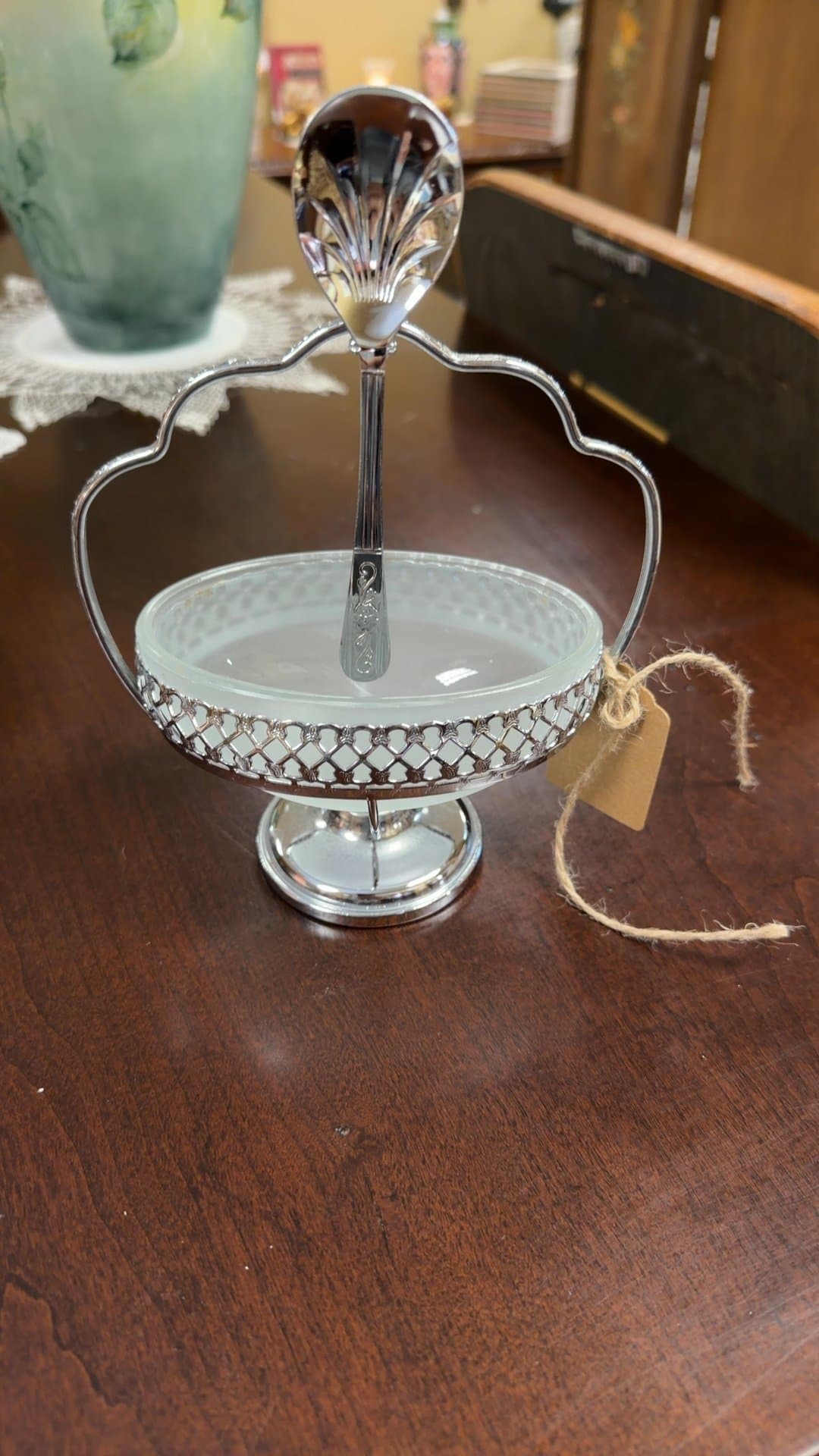 Queen Anne Style Jam/Sugar Dish with Spoon - Image 1