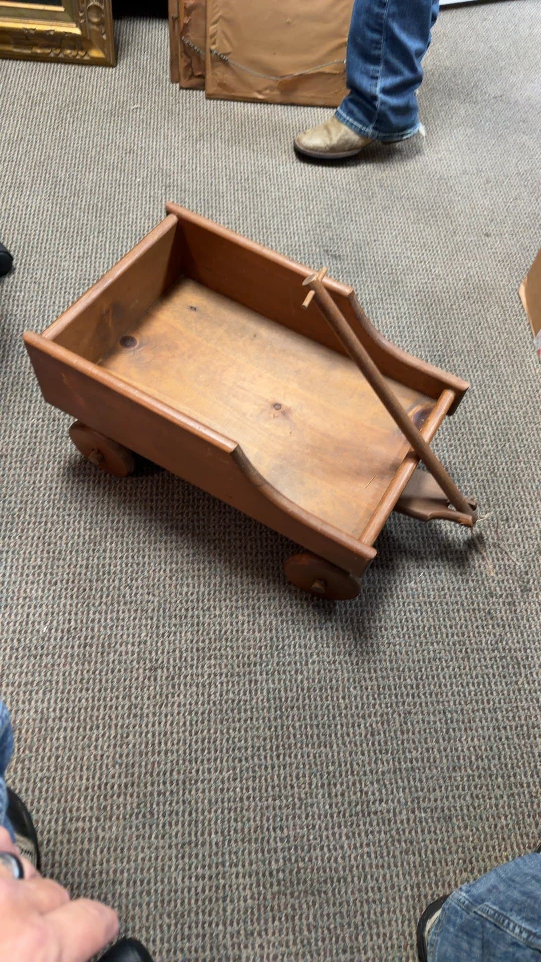 Vintage Wooden Pull Wagon - Image 1