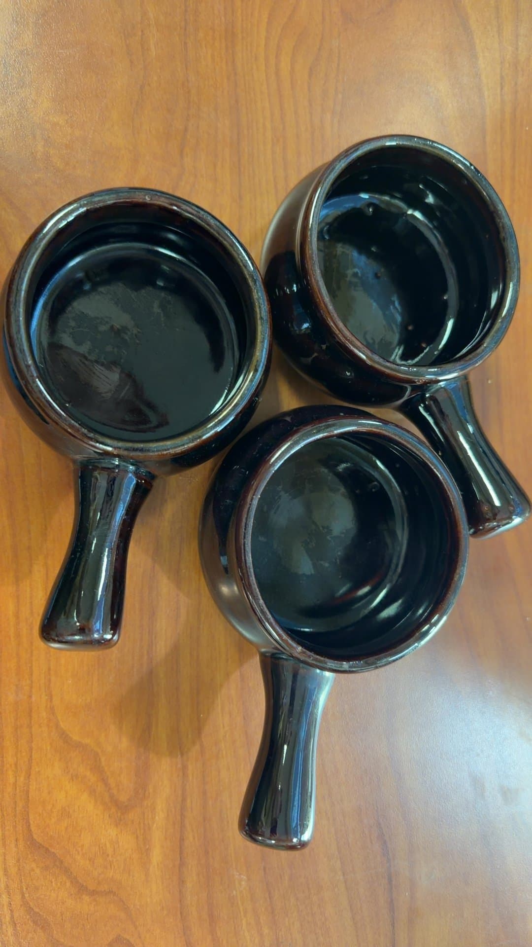 Set of Three Ceramic Soup Bowls with Handles - Image 1