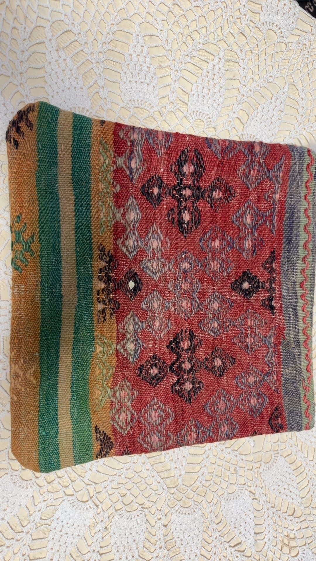 Woolen Throw Pillow Cover with Geometric Pattern - Image 1