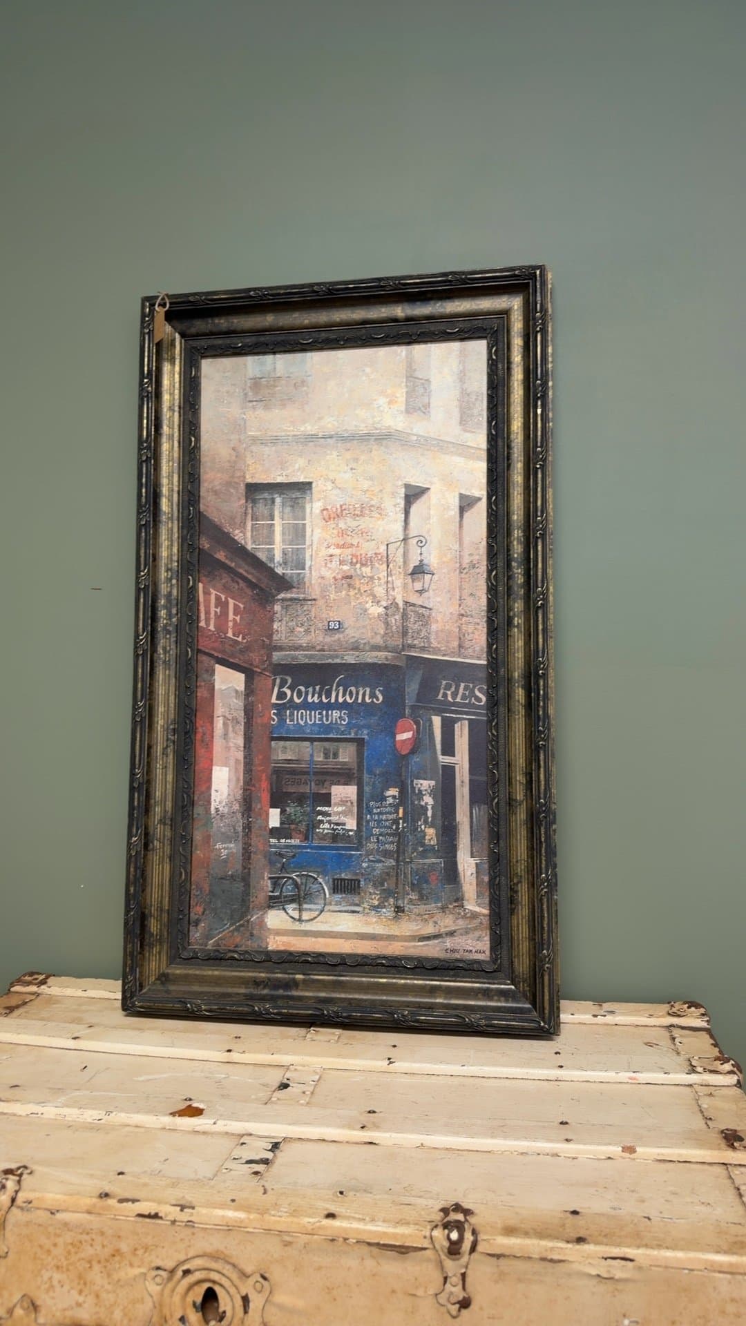 Chiu Tak Hak Framed Street Scene Painting - Image 1