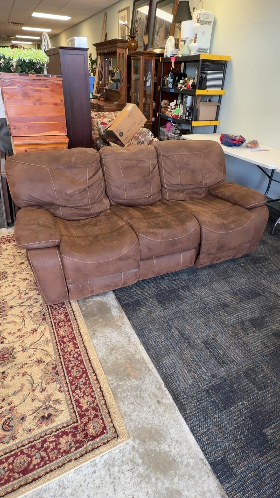 Brown Microfiber Reclining Sofa - Image 1