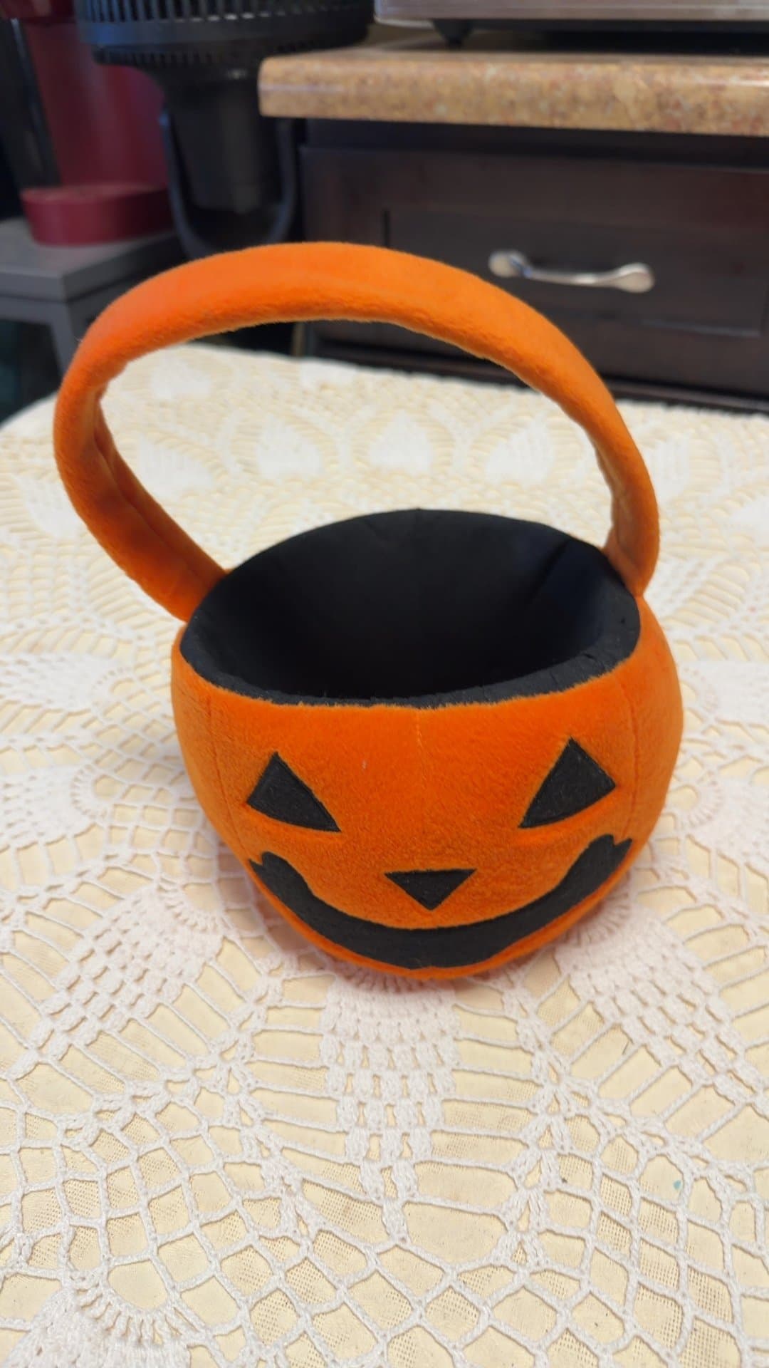 Plush Pumpkin Trick-or-Treat Basket - Image 1
