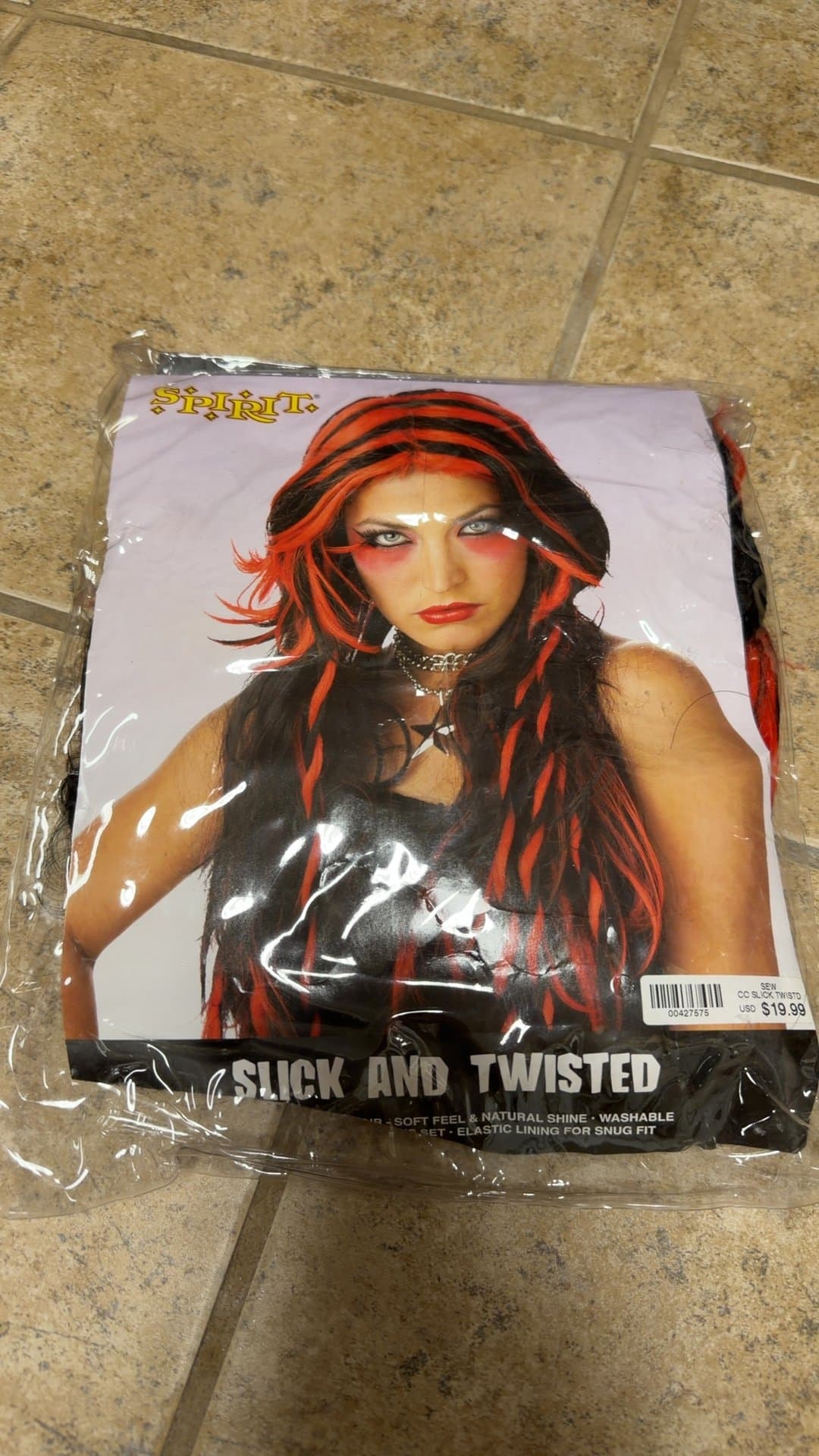 Spirit Halloween "Slick and Twisted" Black and Red Costume Wig - Image 1