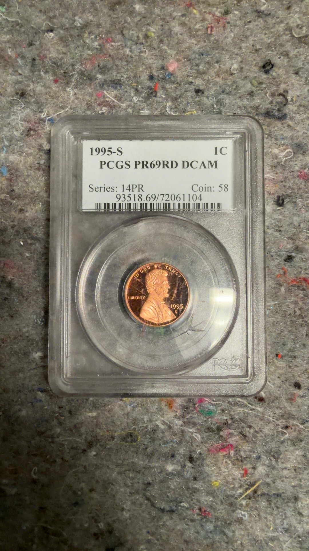 1995-S Lincoln Penny PCGS PR69RD DCAM - Image 1