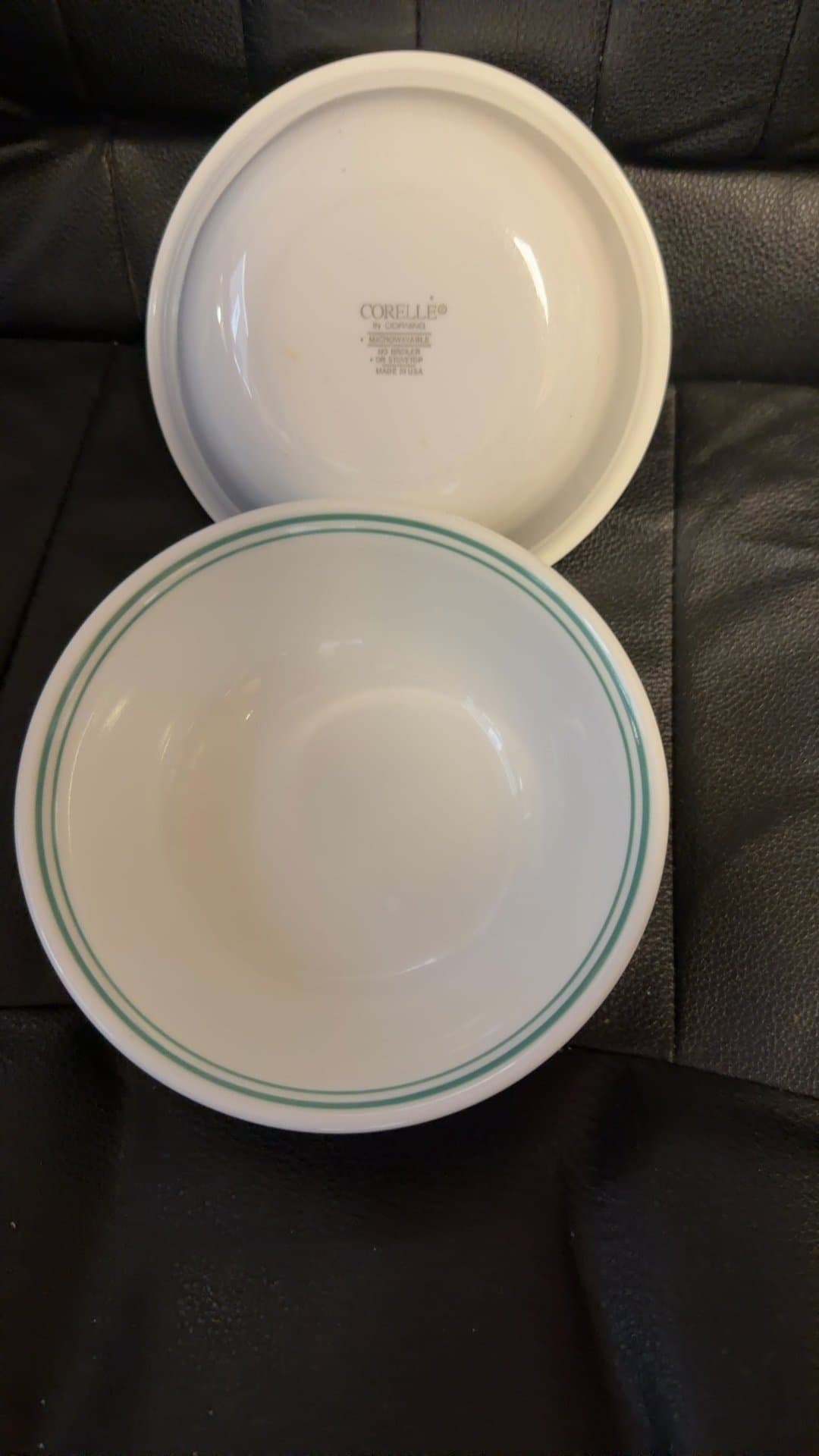 Corelle by Corning Bowls 3-green trim - Image 1