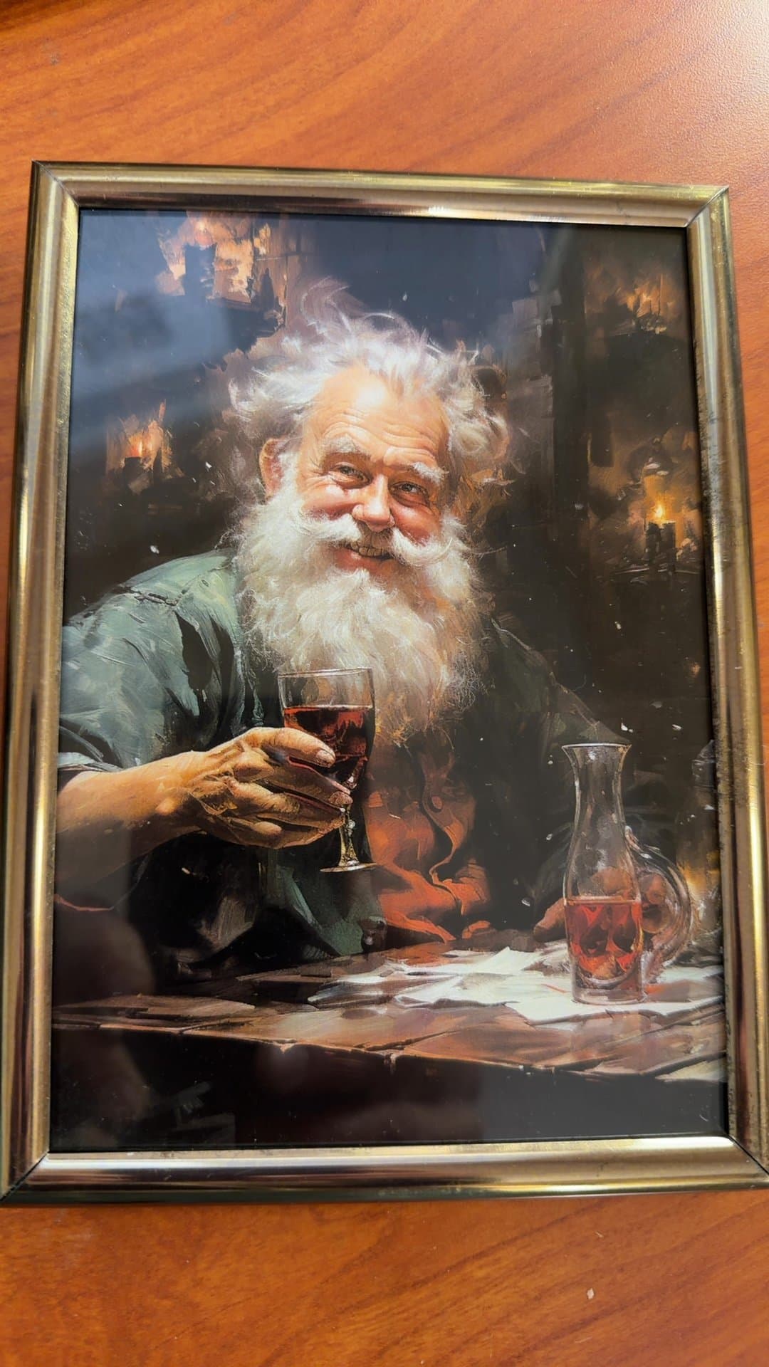 Framed Print of San Toasting with Glass of Wine - Image 1