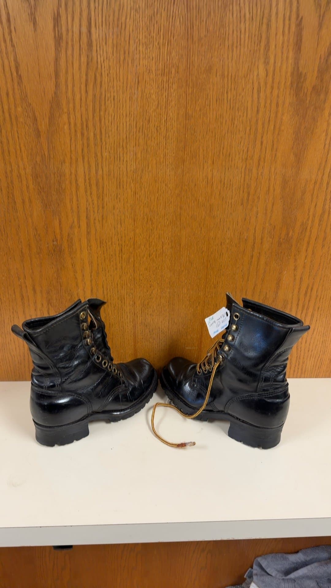 Vintage Black Leather Work Boots with Vibram Soles - Image 1
