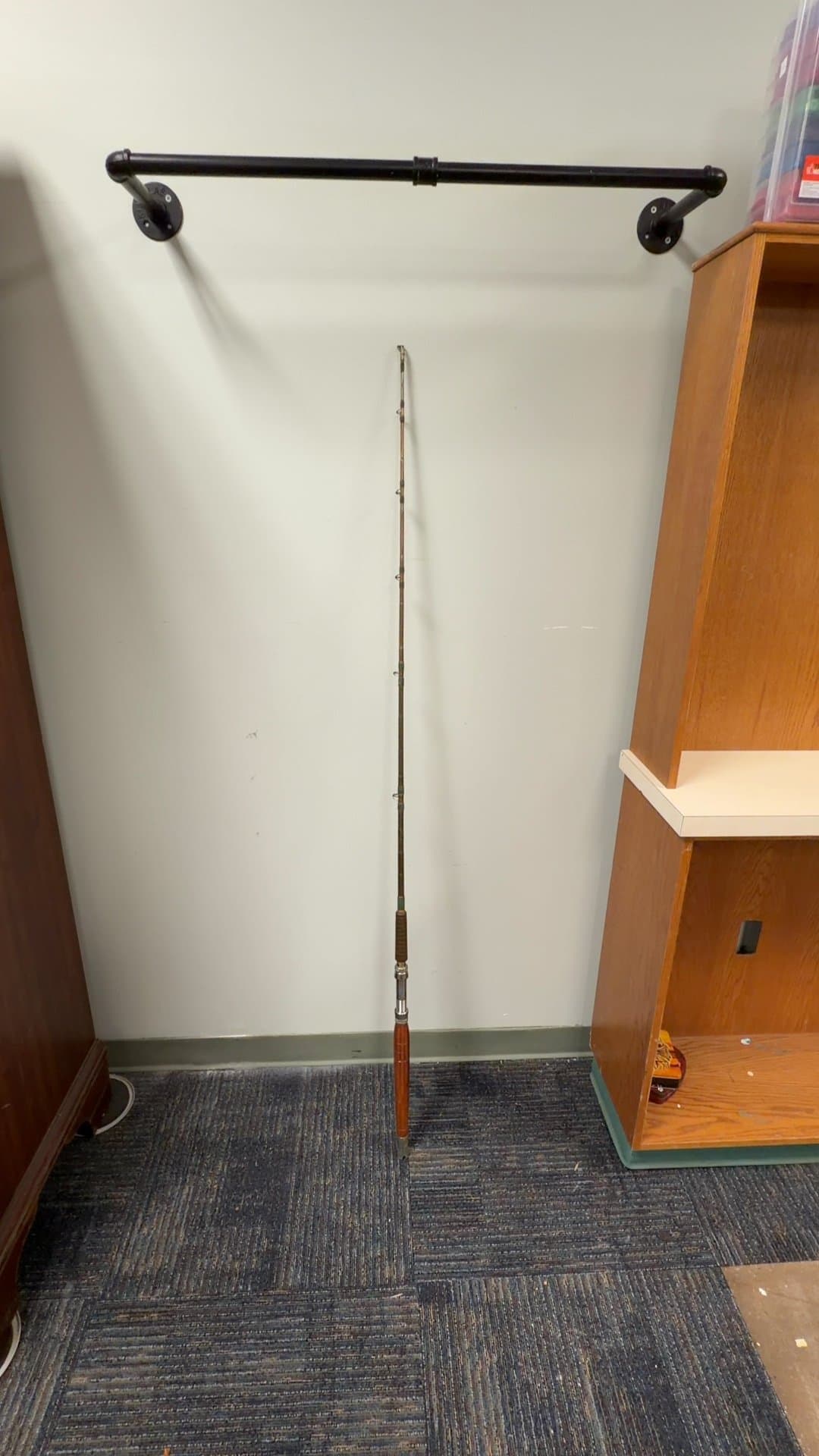 Vintage Wooden Deep Sea Saltwater Fishing Rod - Image 1
