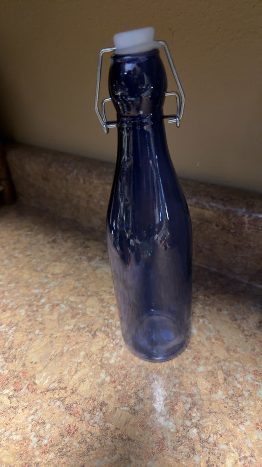 Blue Glass Swing Top Bottle - Image 1