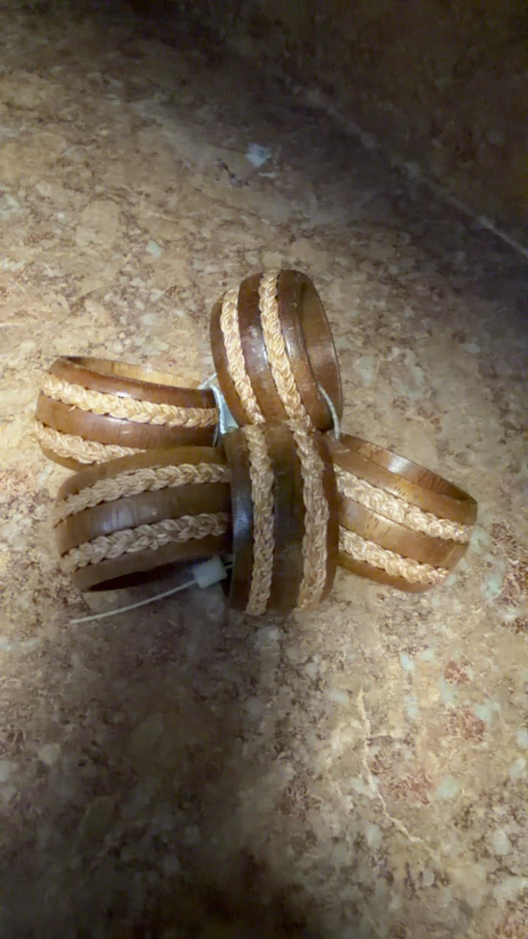 Wooden Napkin Rings with Braided Design - Image 1