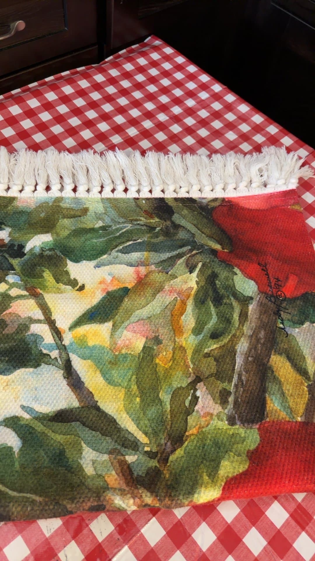 Judy Buswell Vintage Apple Tree Woven Placemat with Fringe - Image 1