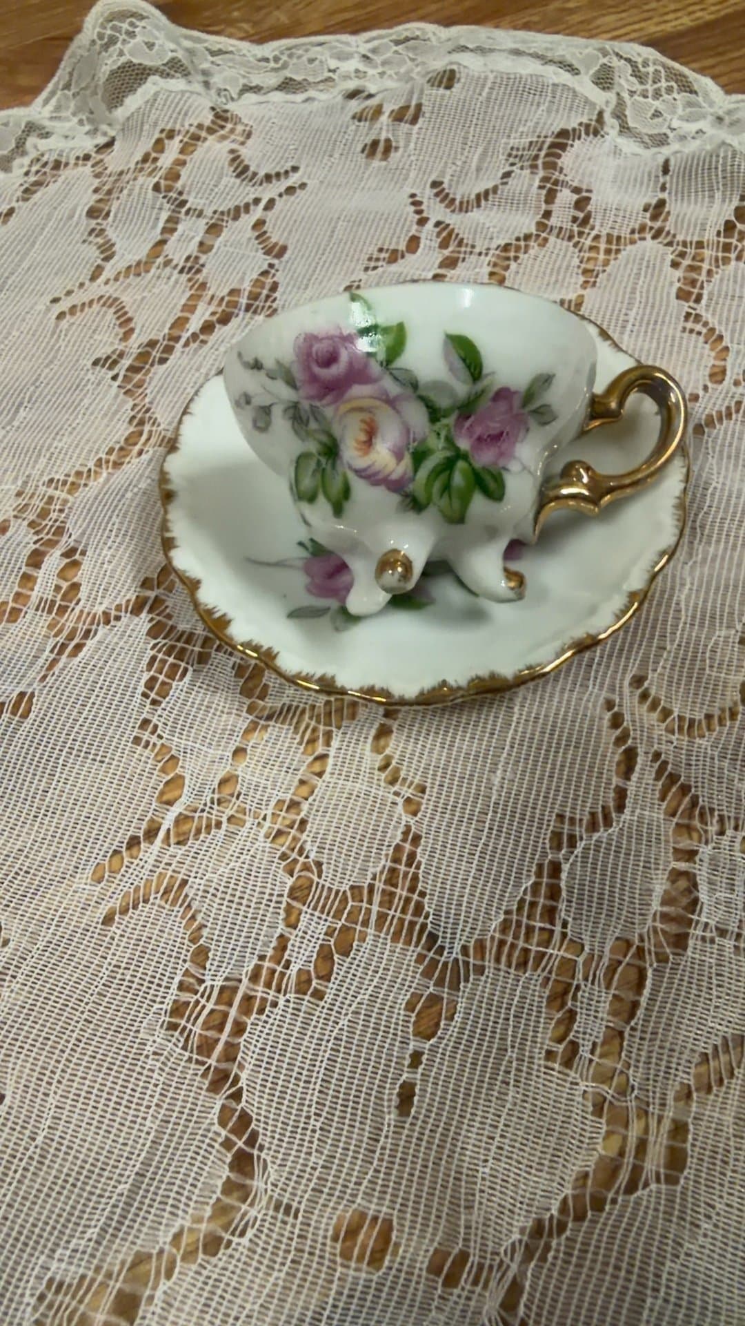 Vintage Emesco Porcelain Footed Teacup and Saucer Set - Image 1