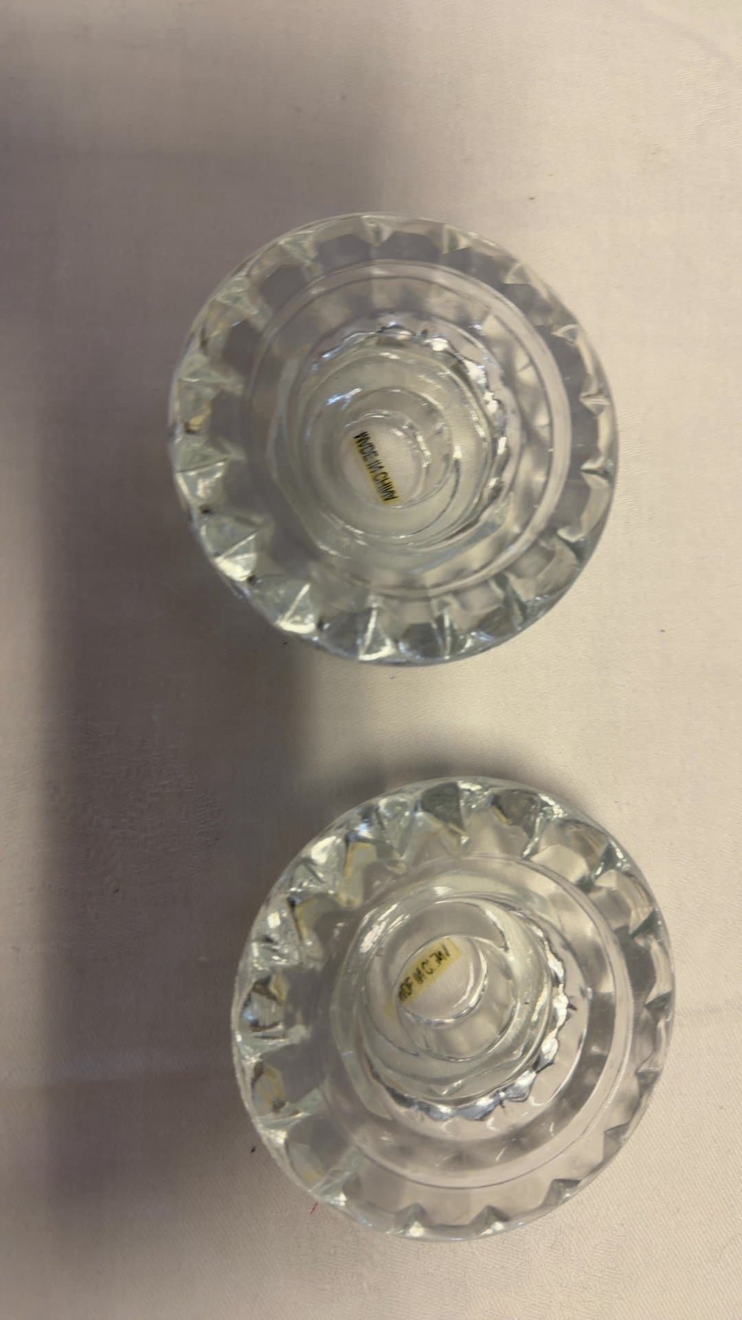 Clear Cut Glass Taper Candle Holders - Image 1