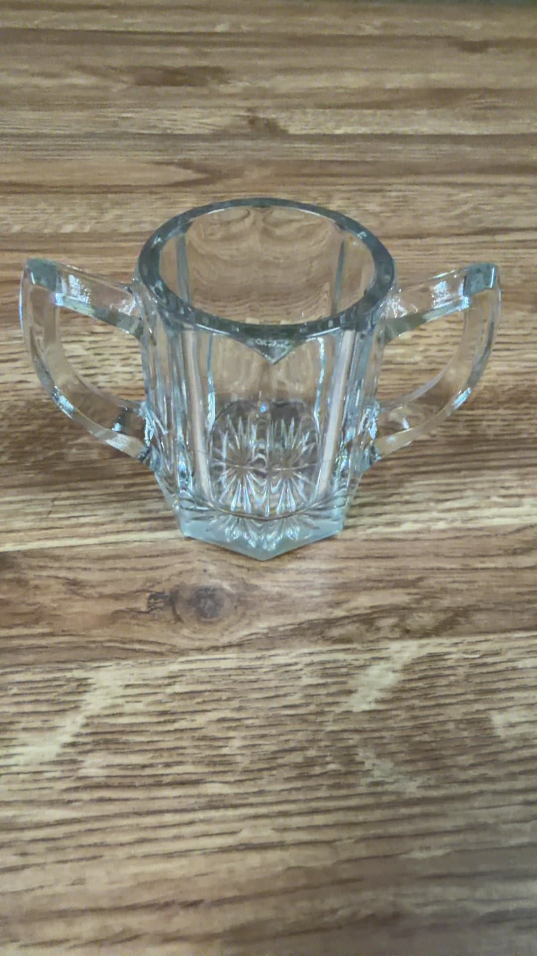 Vintage Glass Sugar Bowl with Handles - Image 1