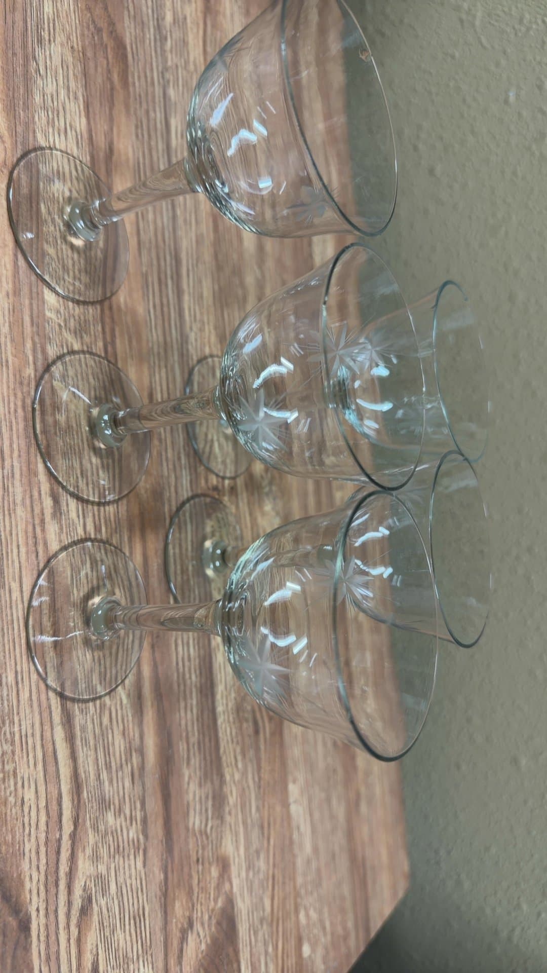 Set of Four Etched Wine Glasses - Image 1