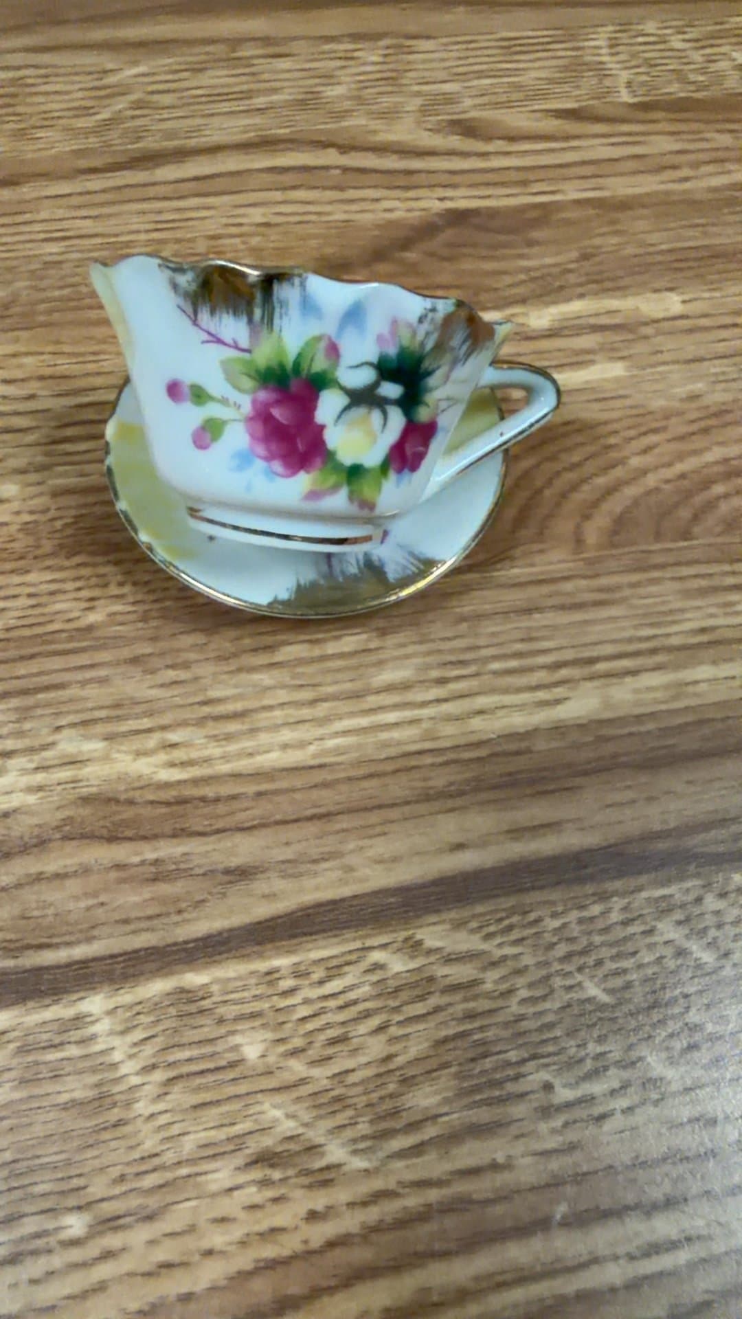 Vintage Japanese Floral Teacup and Saucer - Image 1