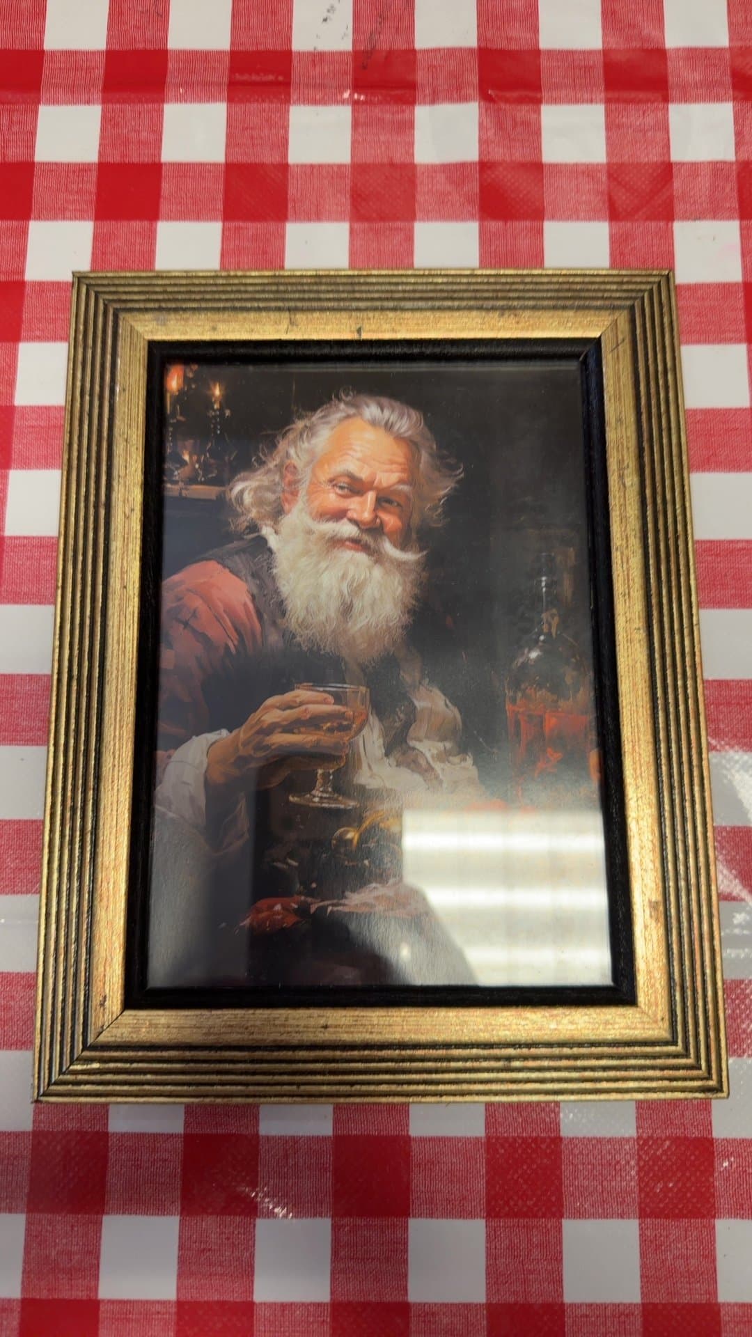 Framed Santa Claus Print with Glass - Image 1