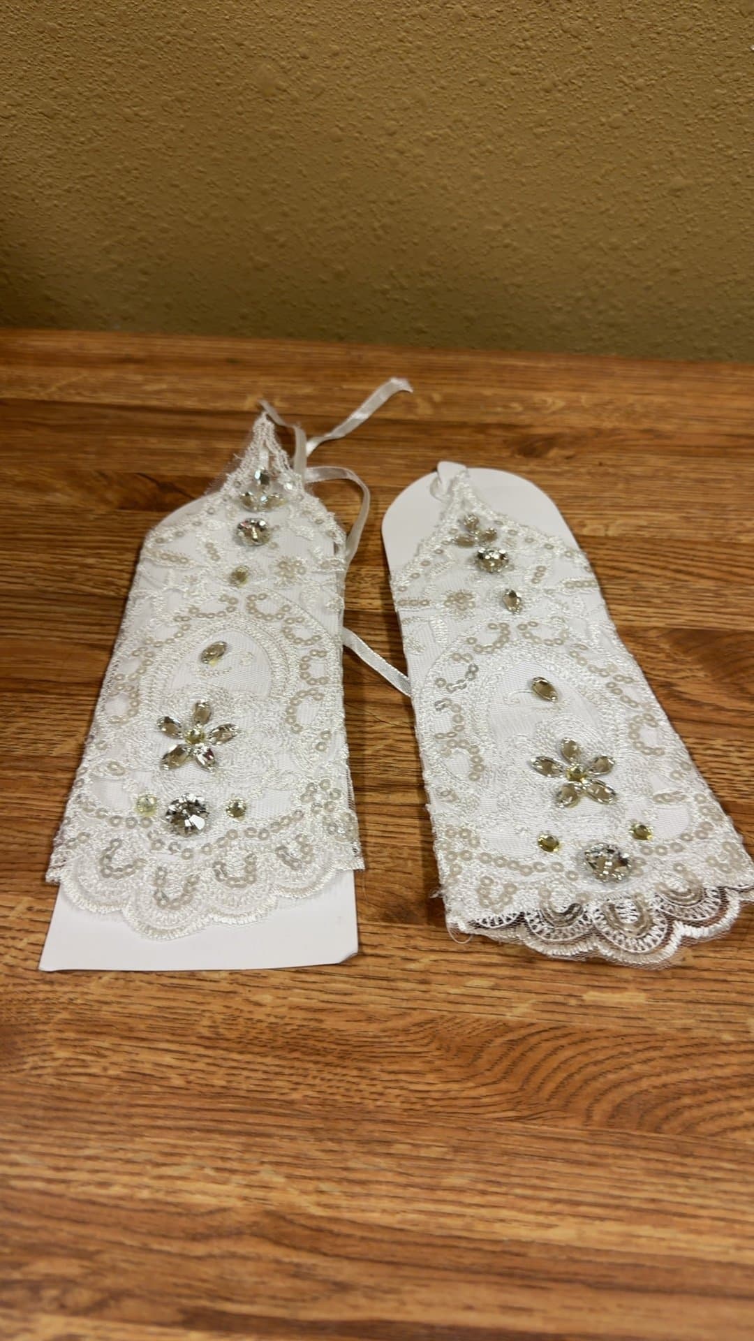 Embellished Lace Bridal Gloves - Image 1