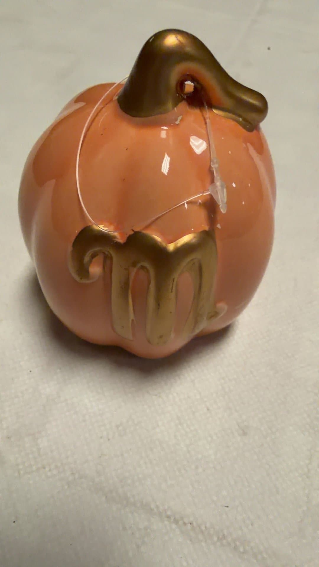 Ceramic Pumpkin Letter M - Image 1