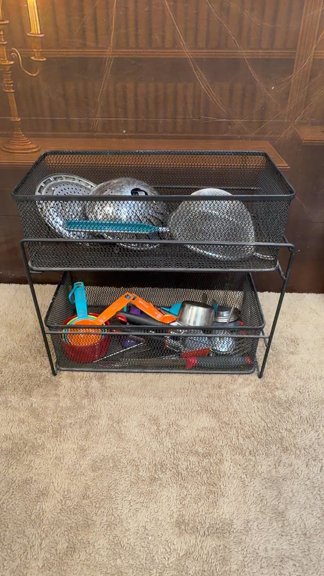 Assorted Kitchen Utensils Lot with Mesh Storage Rack - Image 1