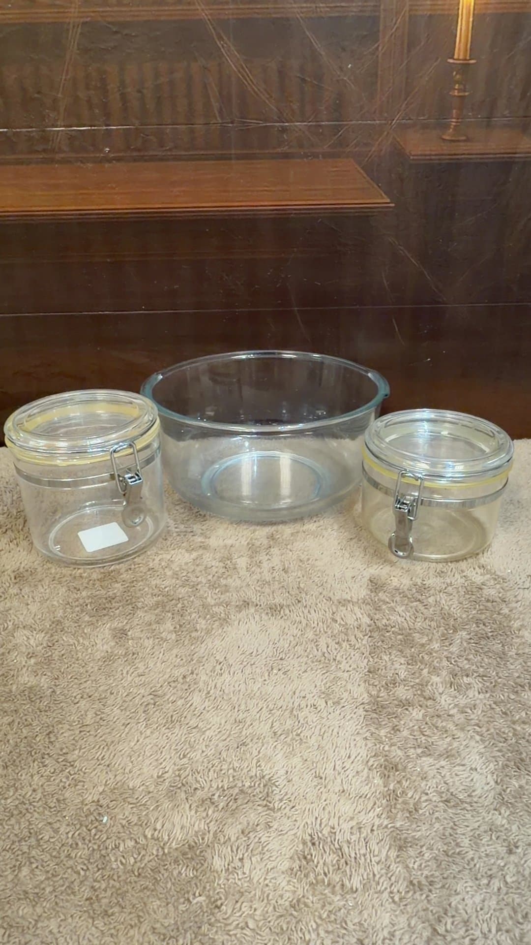 Mainstays Acrylic Canisters and Glass Mixing Bowl Set - Image 1