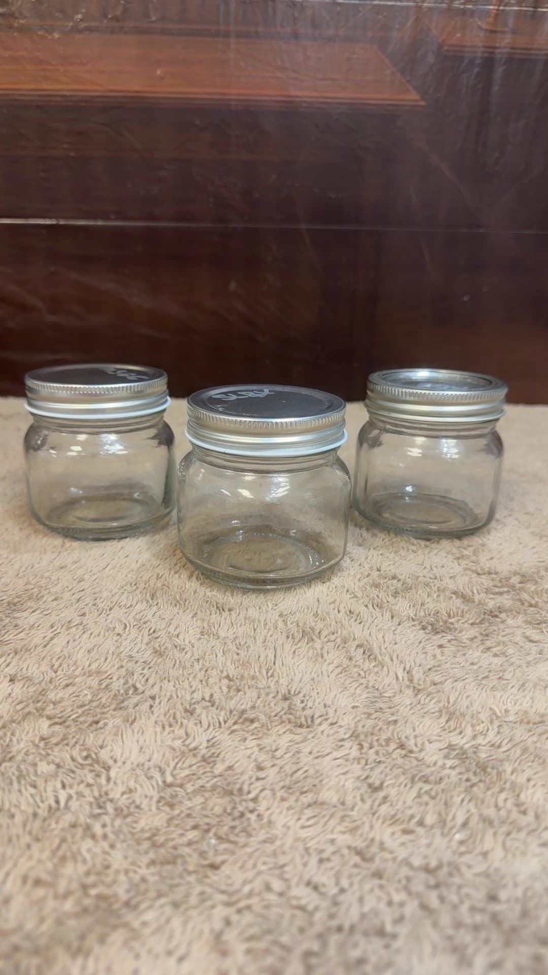 Small Clear Glass Mason Jars with Metal Lids - Set of 3 - Image 1