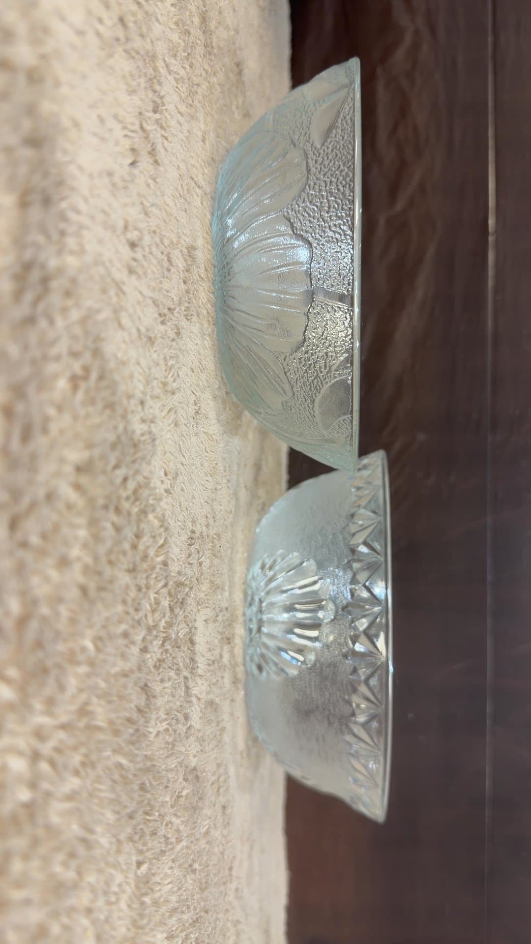 Vintage Clear Patterned Glass Bowls - Image 1