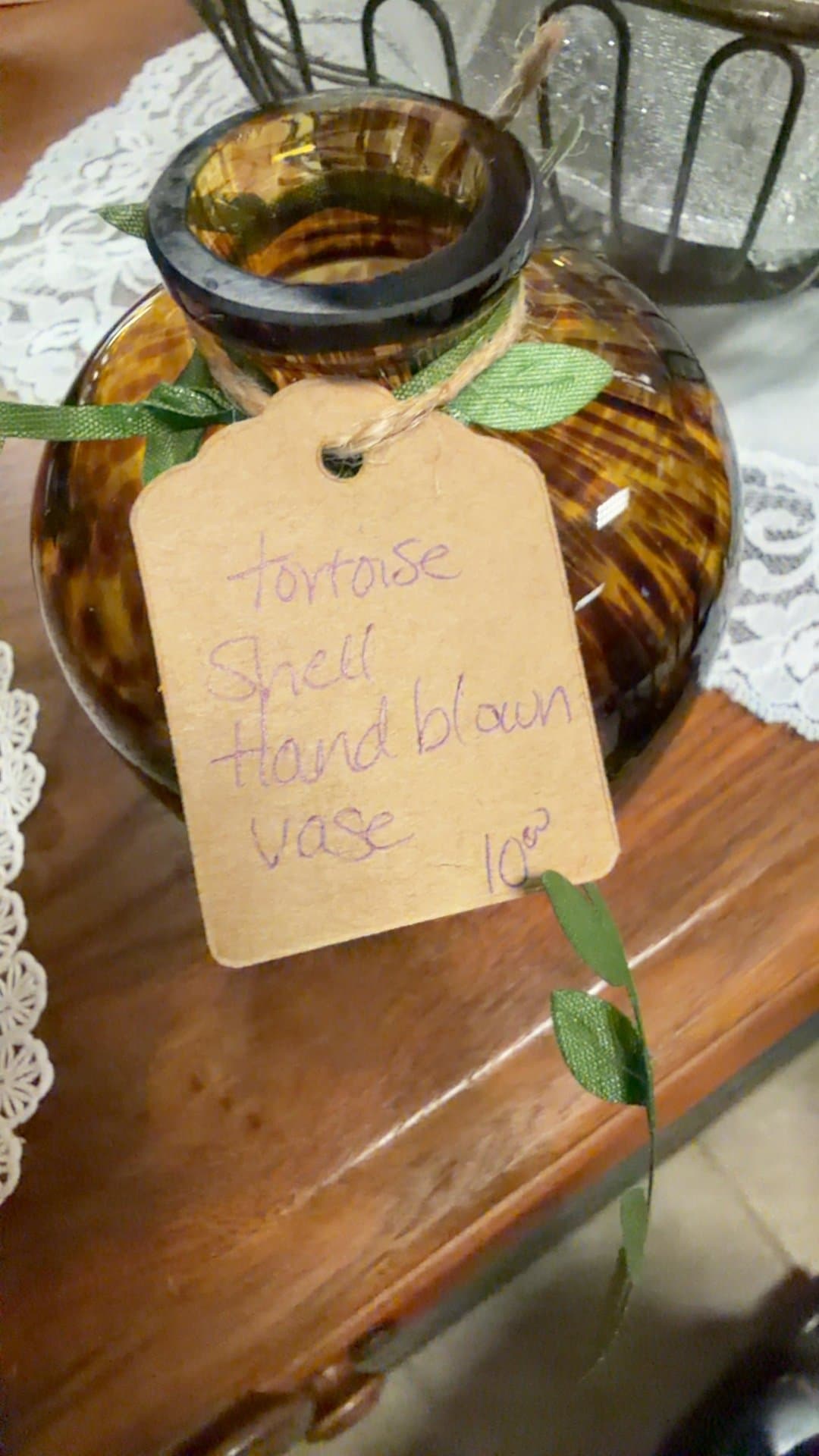 Tortoise Shell Hand Blown Vase - Image 1