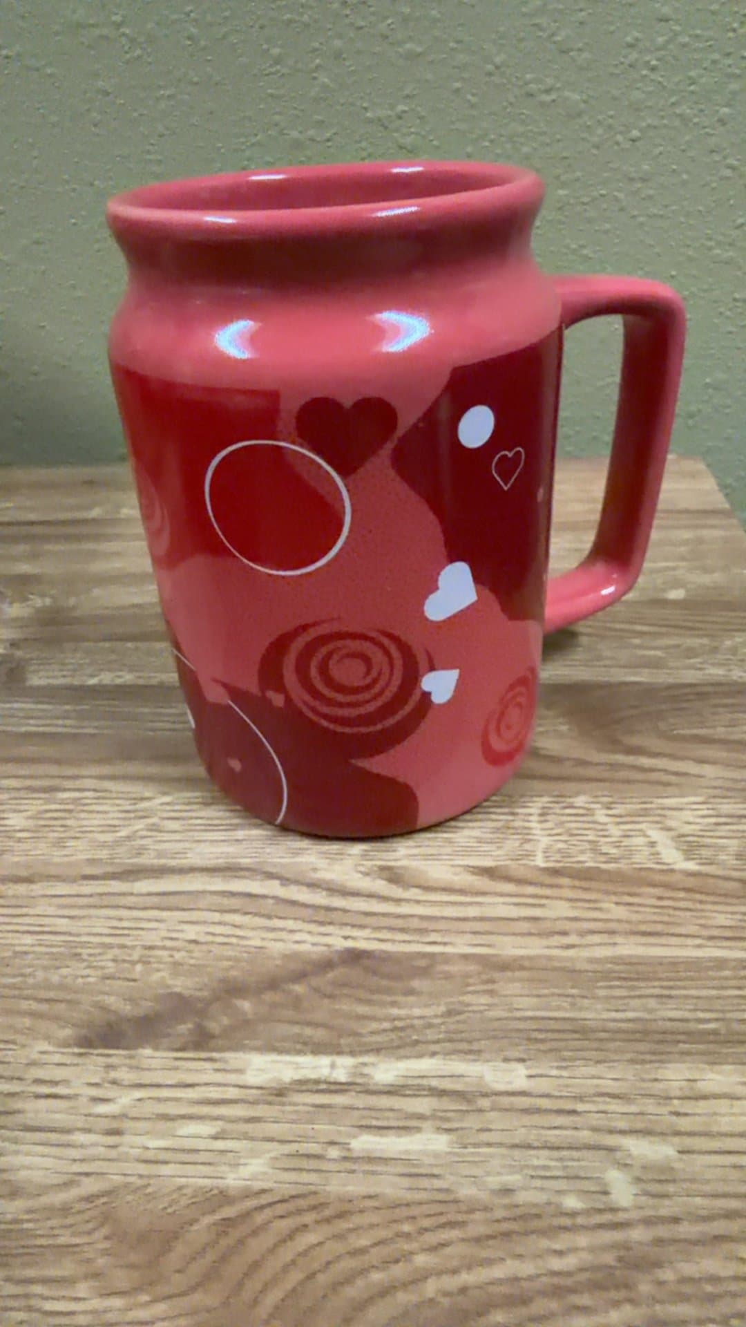 Red Ceramic Coffee Mug with Heart Design - Image 1