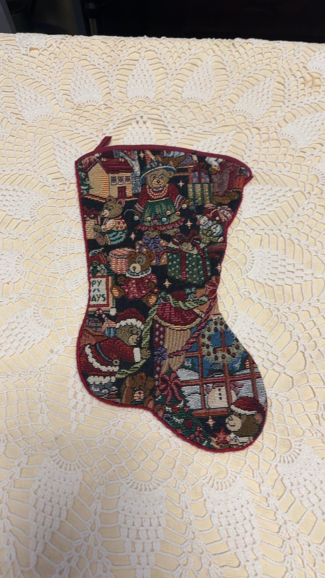 Vintage Christmas Tapestry Stocking - Image 1