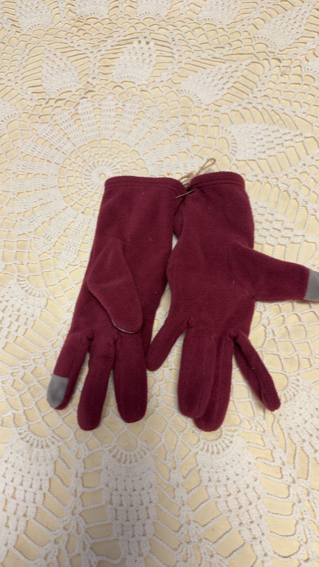 Burgundy Fleece Touchscreen Gloves - Image 1
