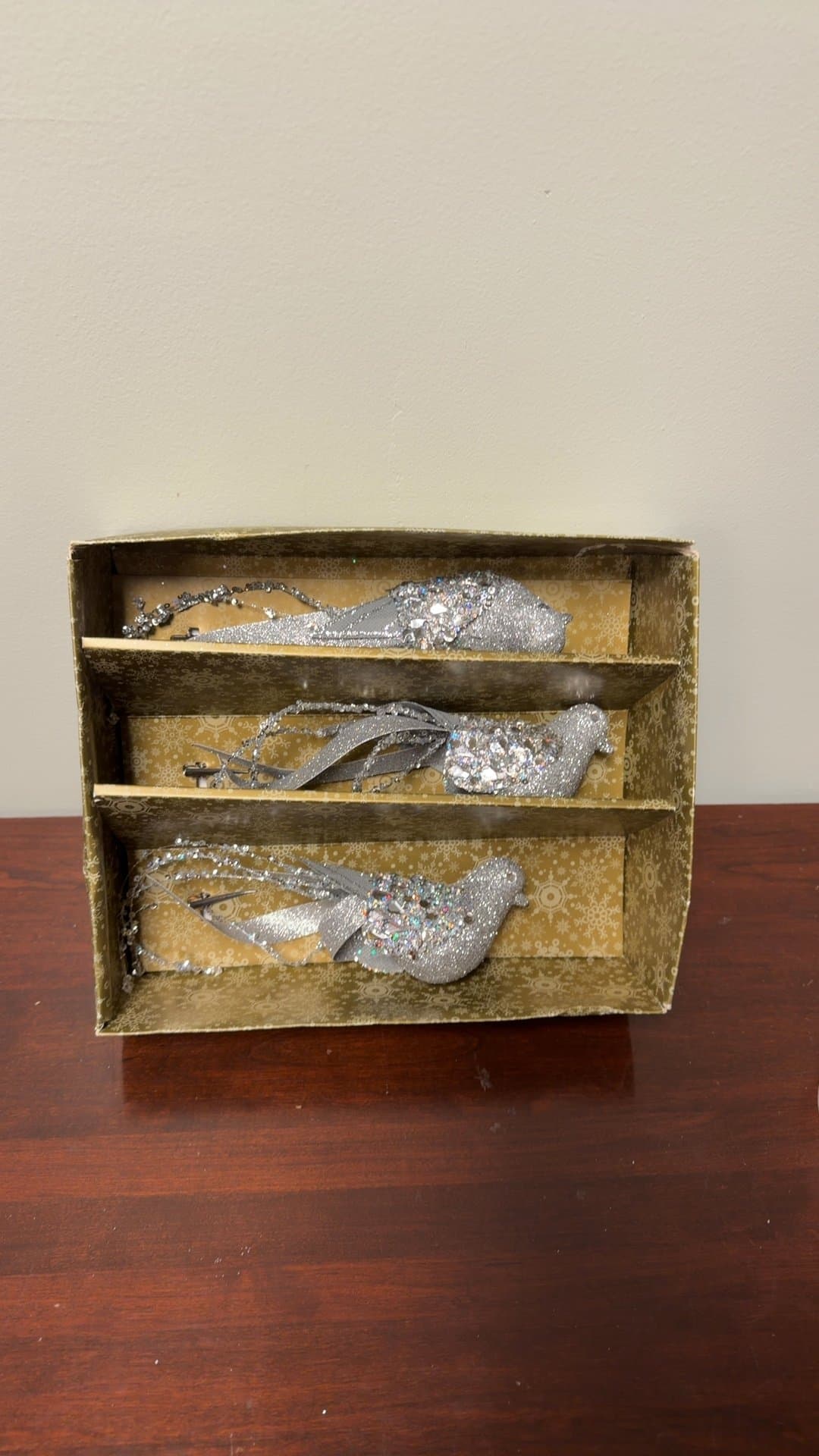 Set of Three Glitter Bird Ornaments - Image 1