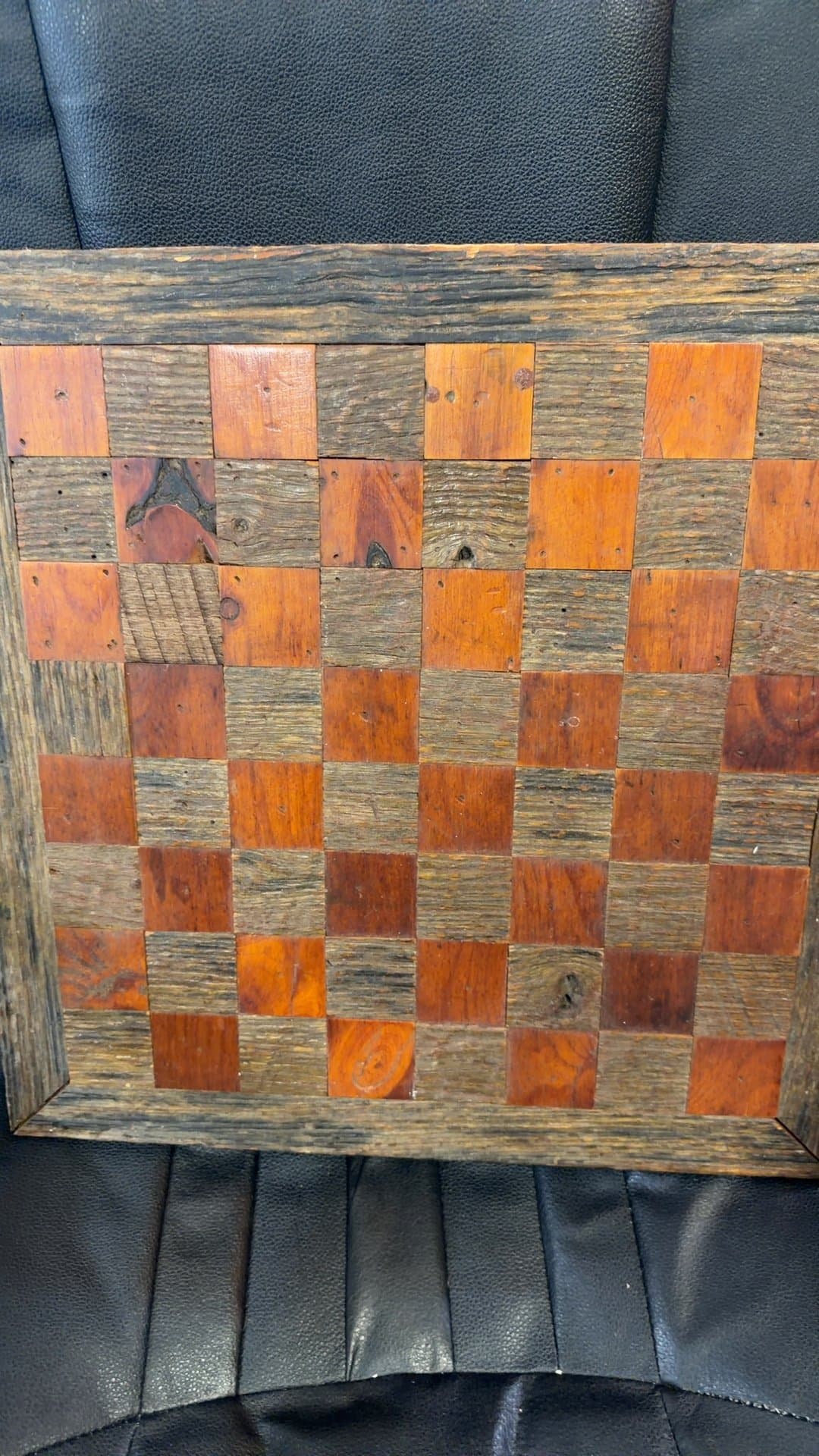 Vintage Wooden Checkerboard - Image 1