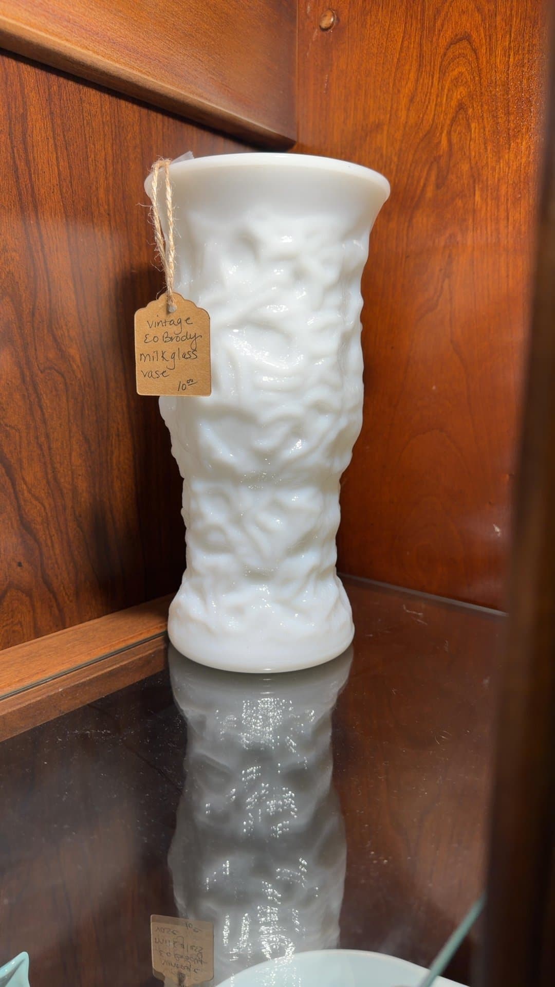 Vintage E.O. Brody Milk Glass Vase