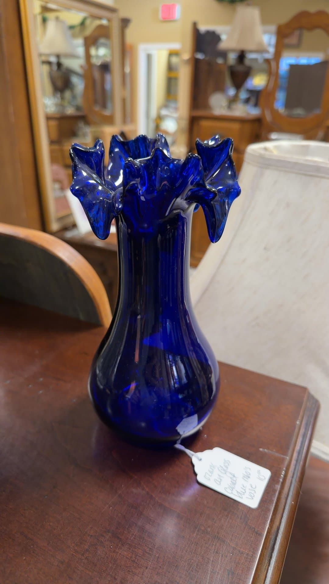 Ozark Art Glass Cobalt Blue Vase - Image 1