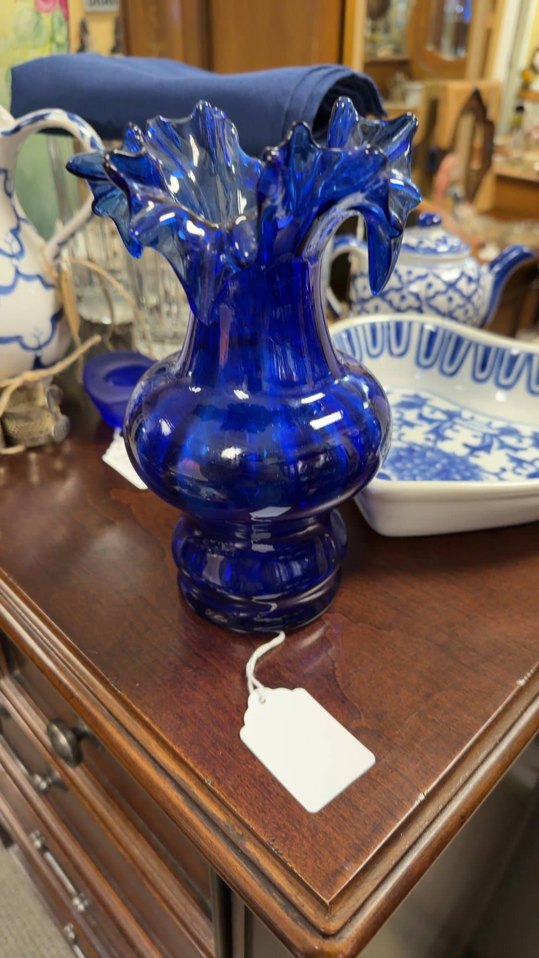 Cobalt Blue Glass Vase - Image 1