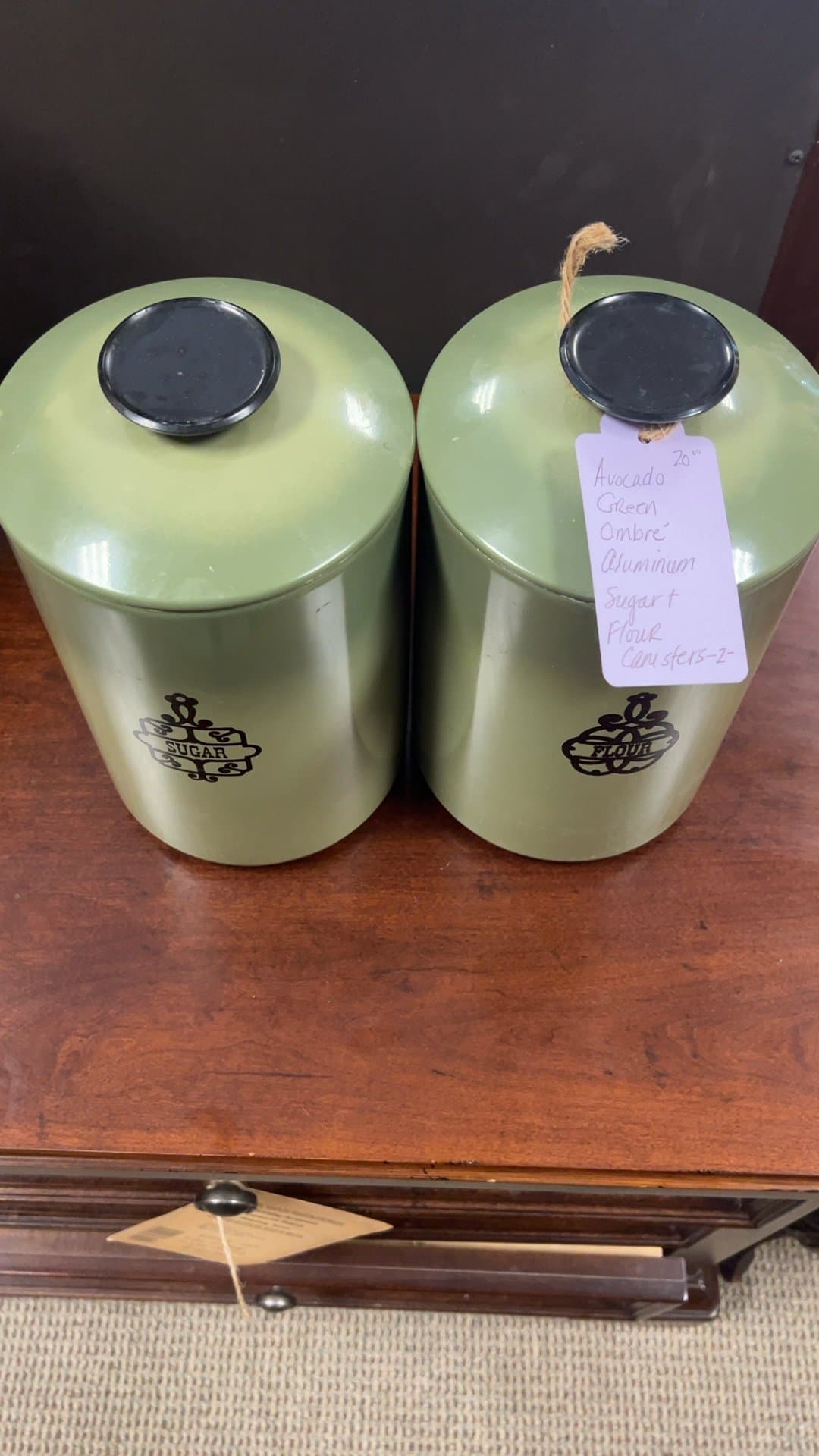 West Bend Avocado Green Aluminum Canisters - Image 1